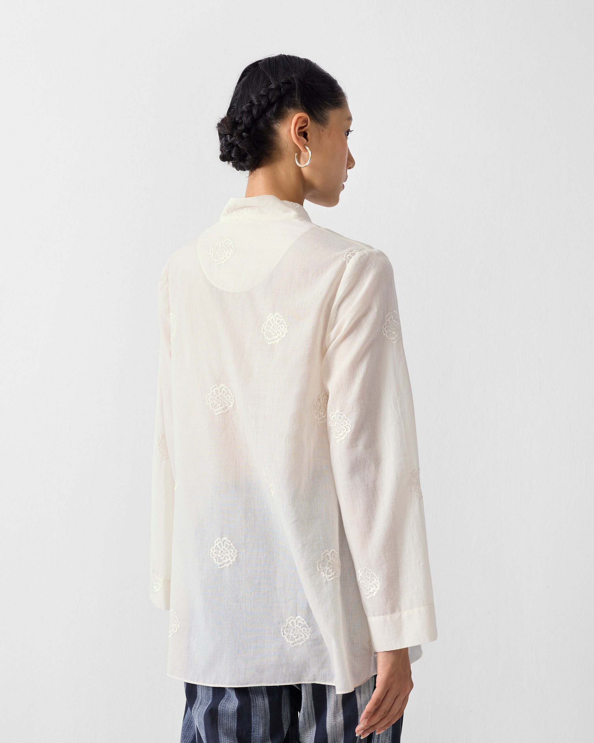 Necktie Top - Ivory Embroidered