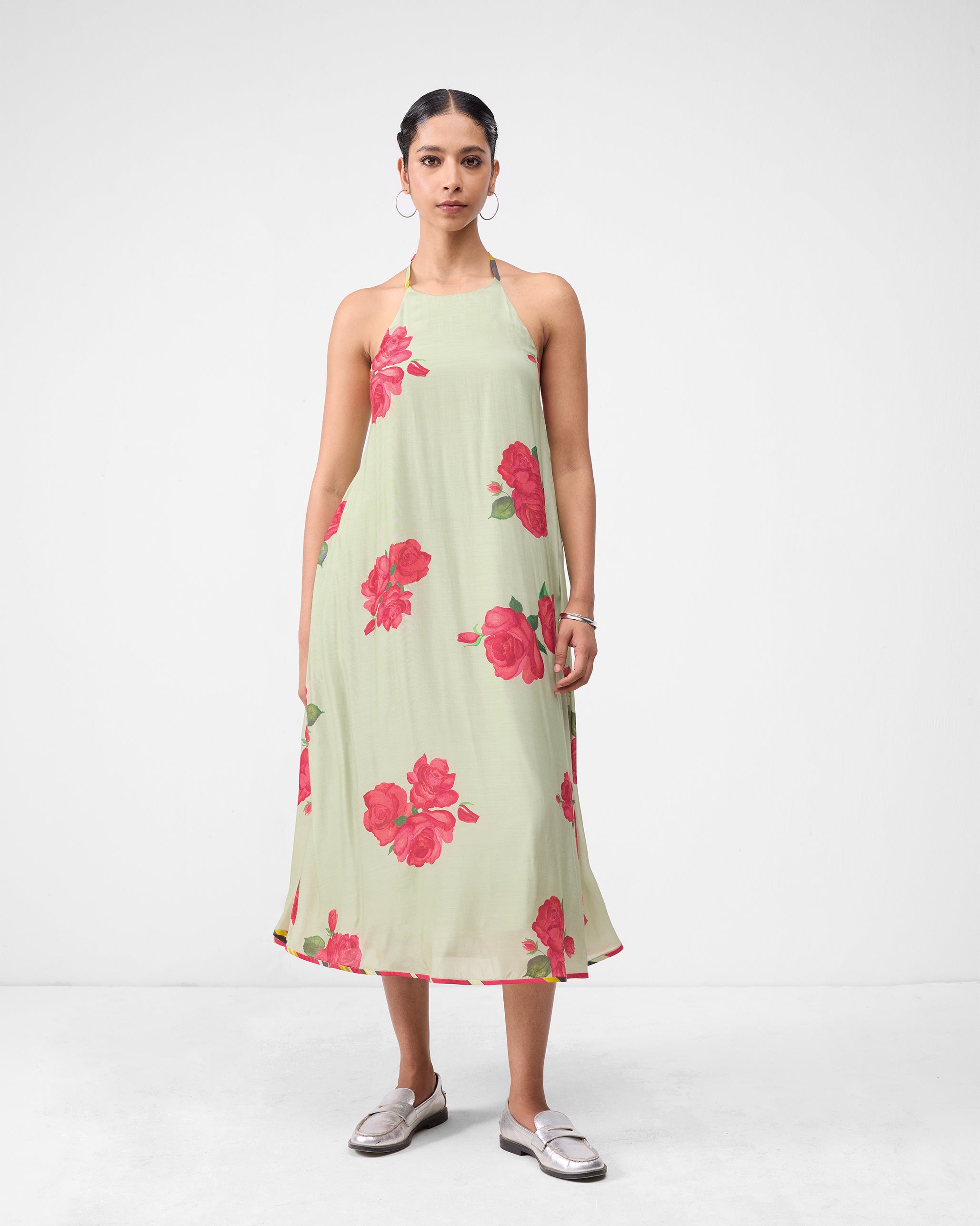 Scoop Back Dress - Mint & Watermelon Print