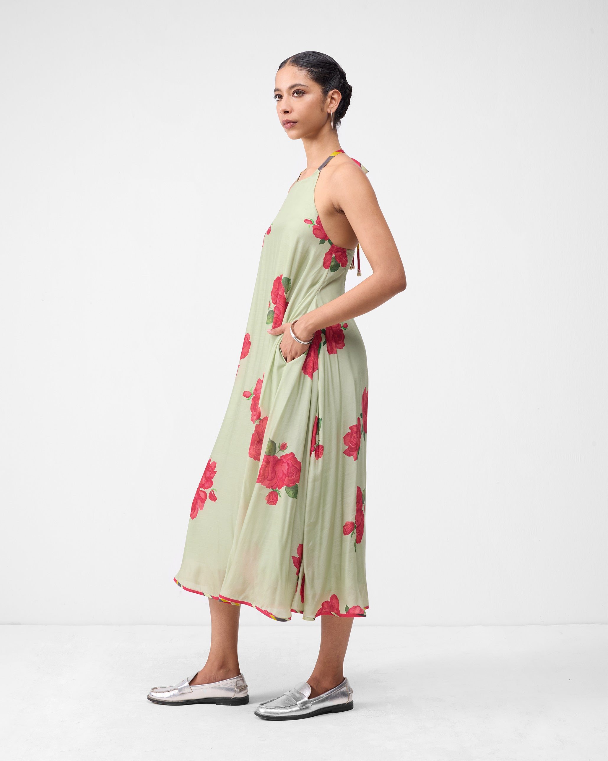 Scoop Back Dress - Mint & Watermelon Print