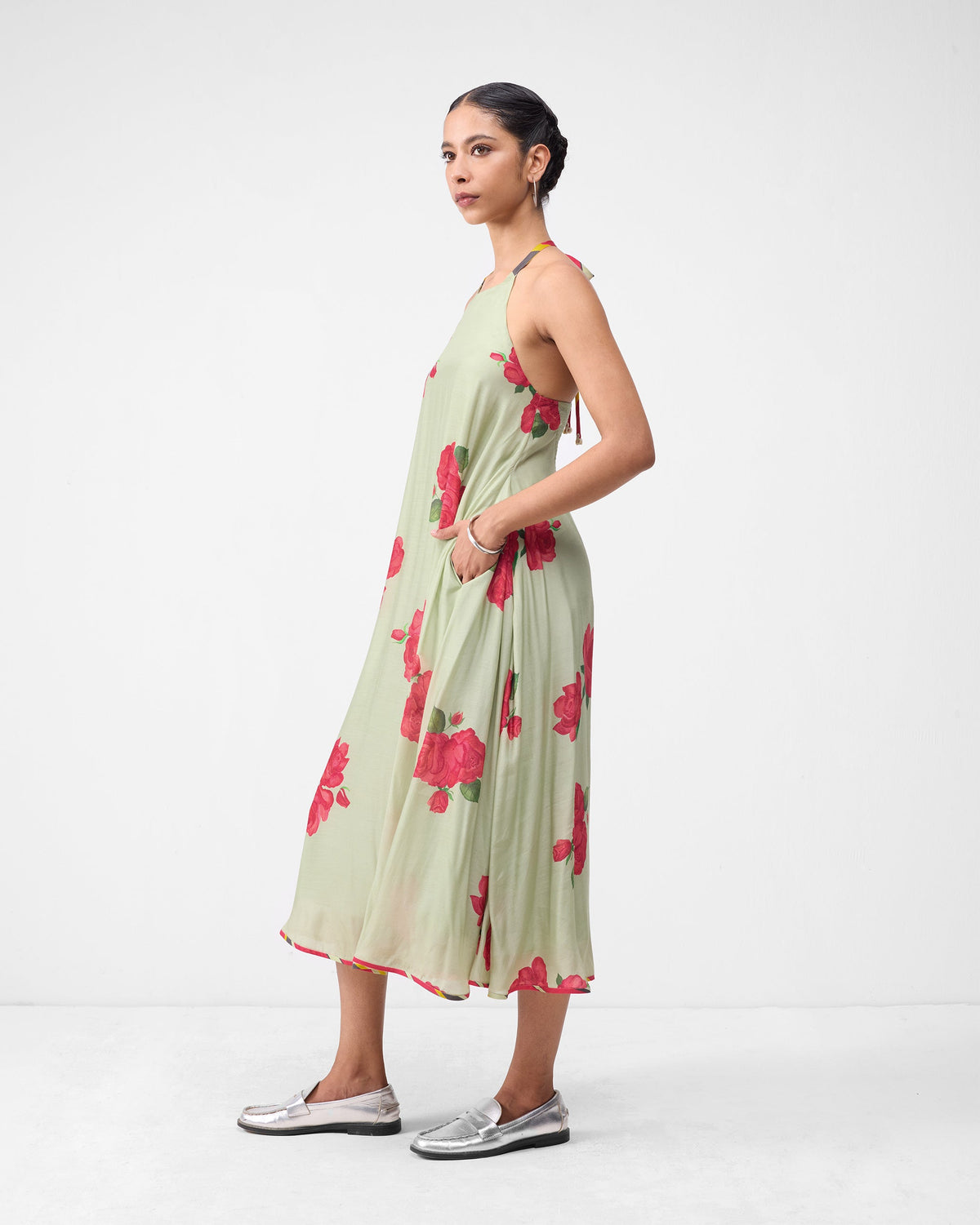 Scoop Back Dress - Mint & Watermelon Print