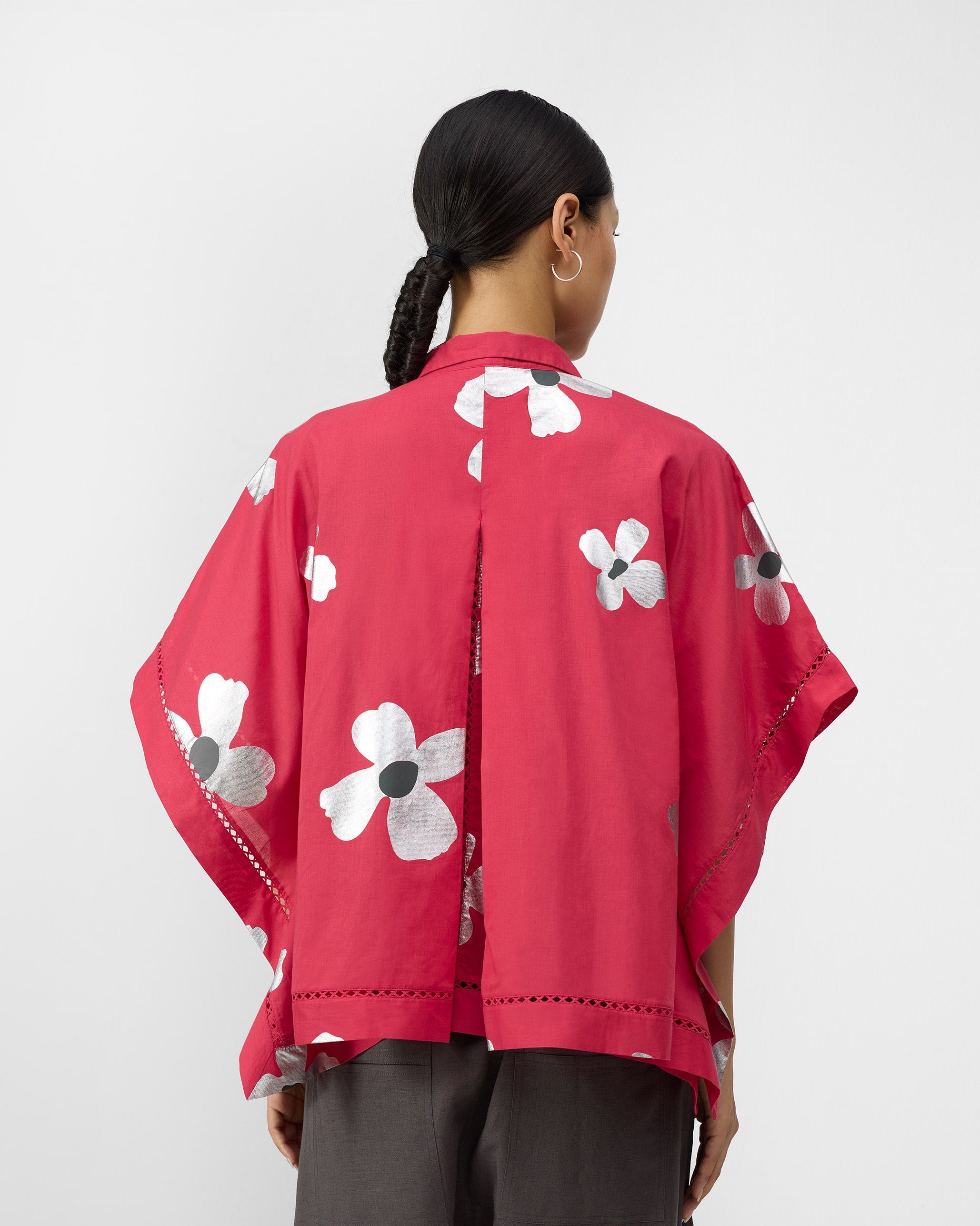 Uma Top - Watermelon & Silver Print