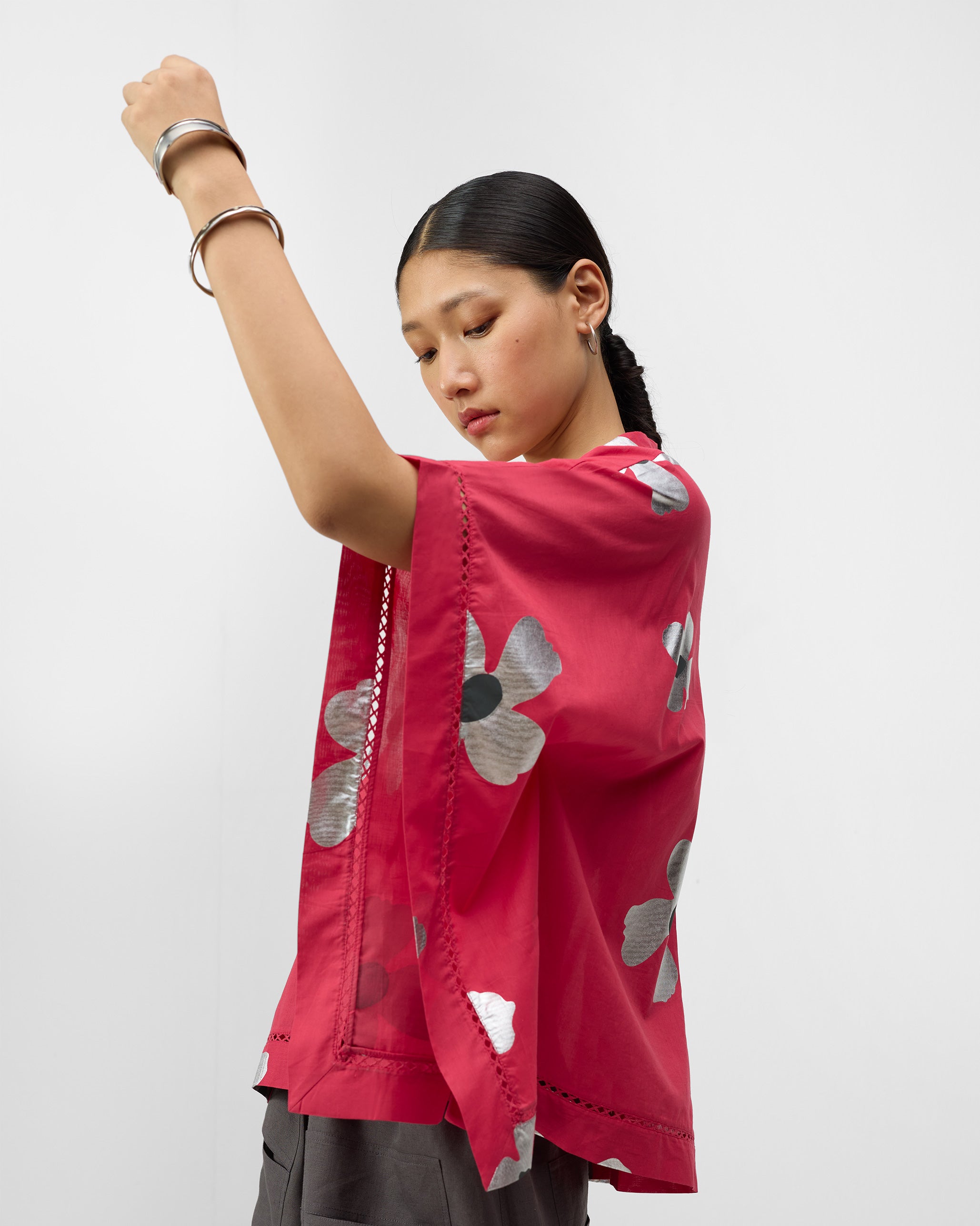 Uma Top - Watermelon & Silver Print