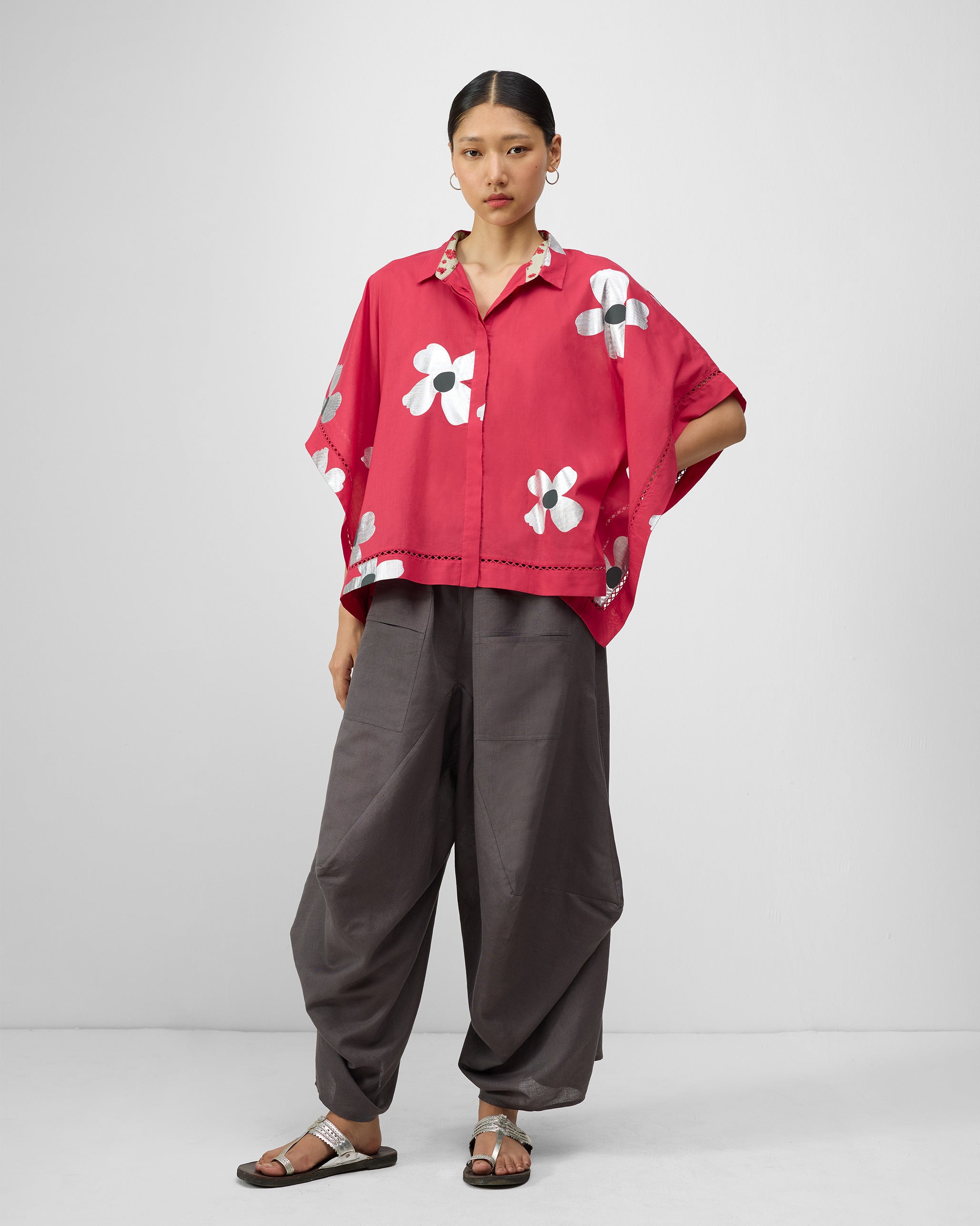 Uma Top - Watermelon & Silver Print