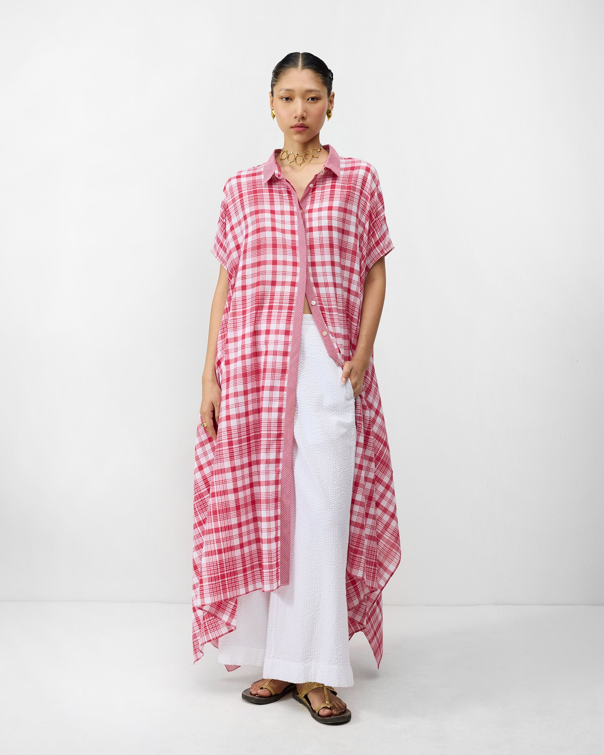 Treasure Kurta - Watermelon & White Checks