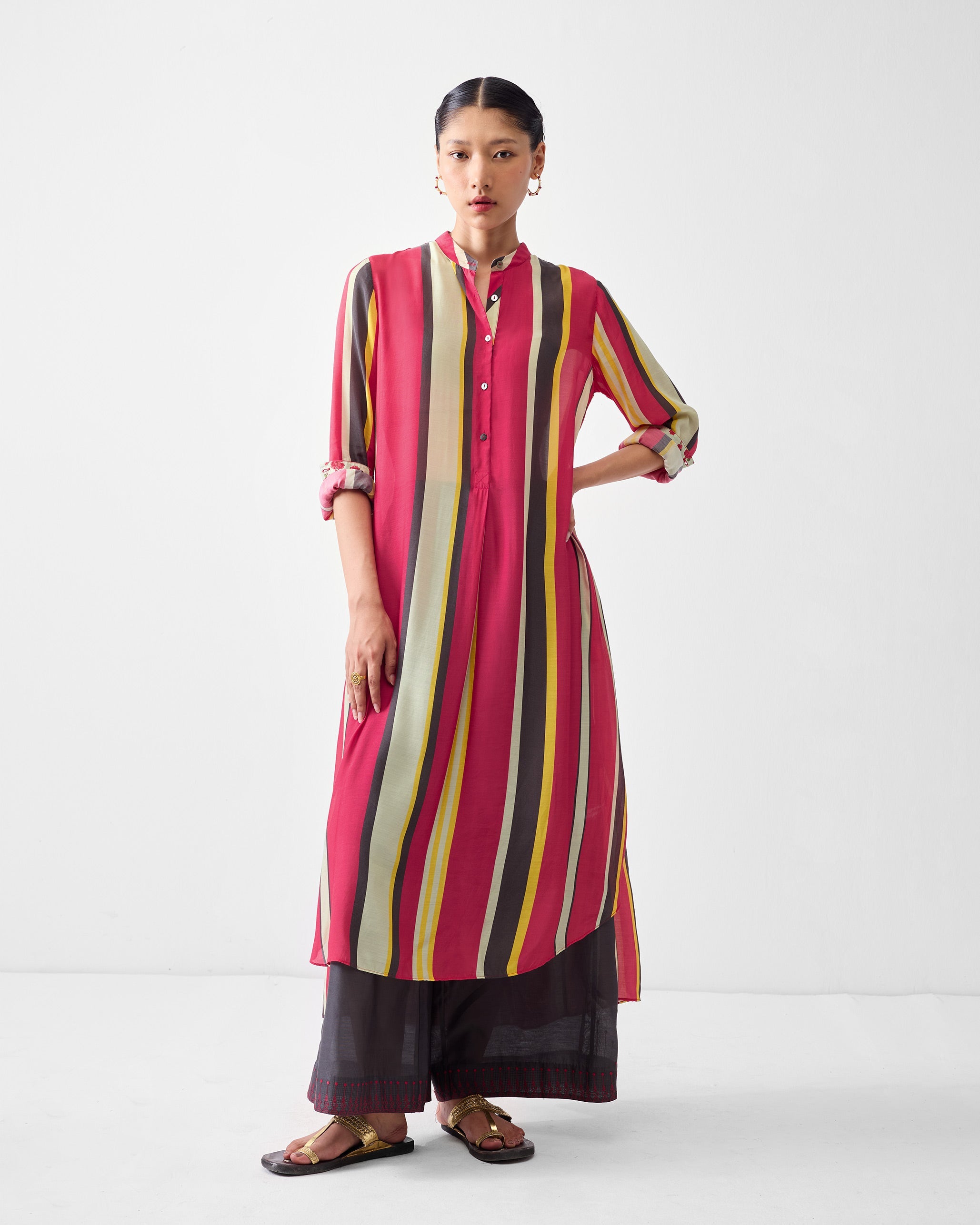 Smocked Back Kurta - Multicolor Print