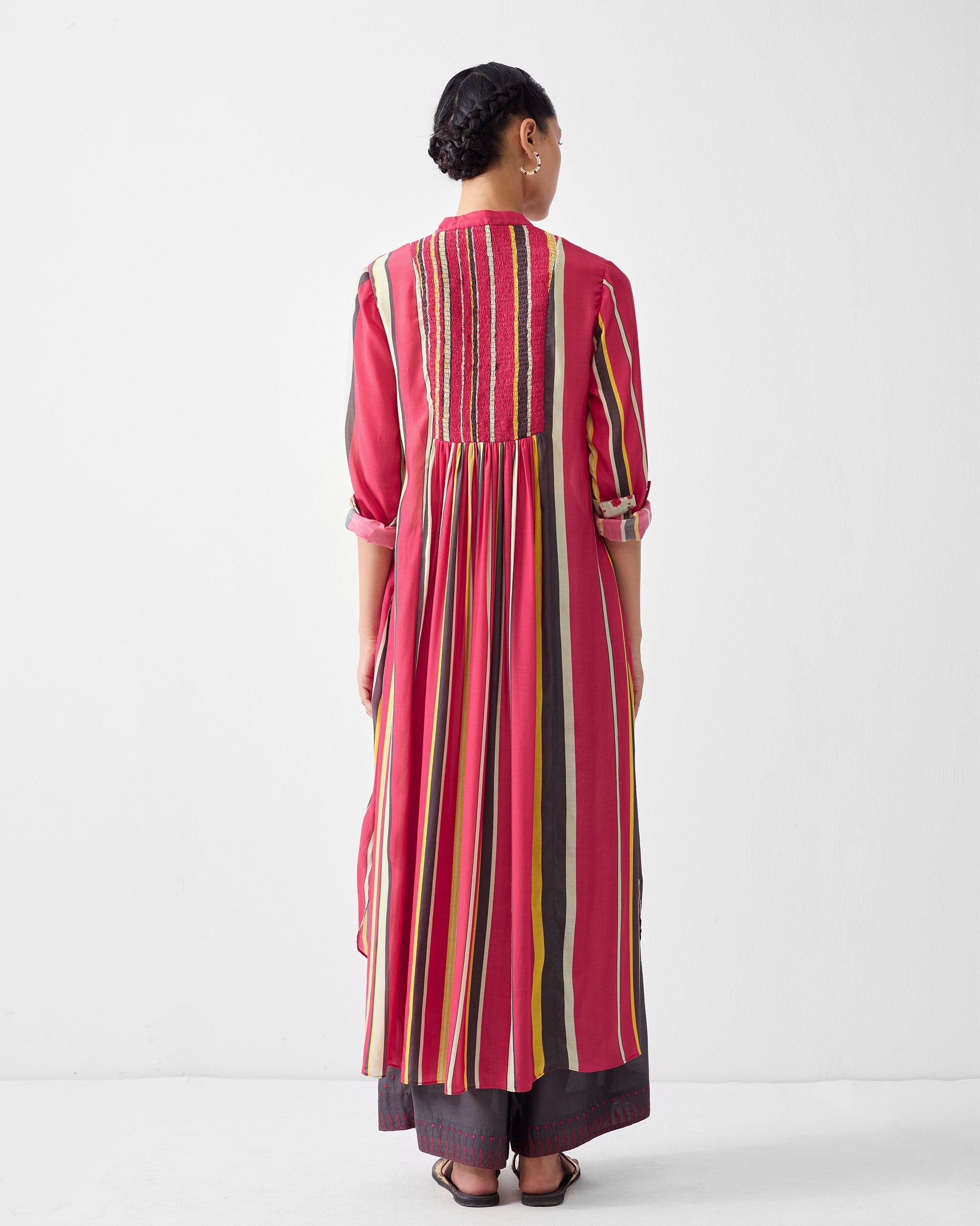 Smocked Back Kurta - Multicolor Print