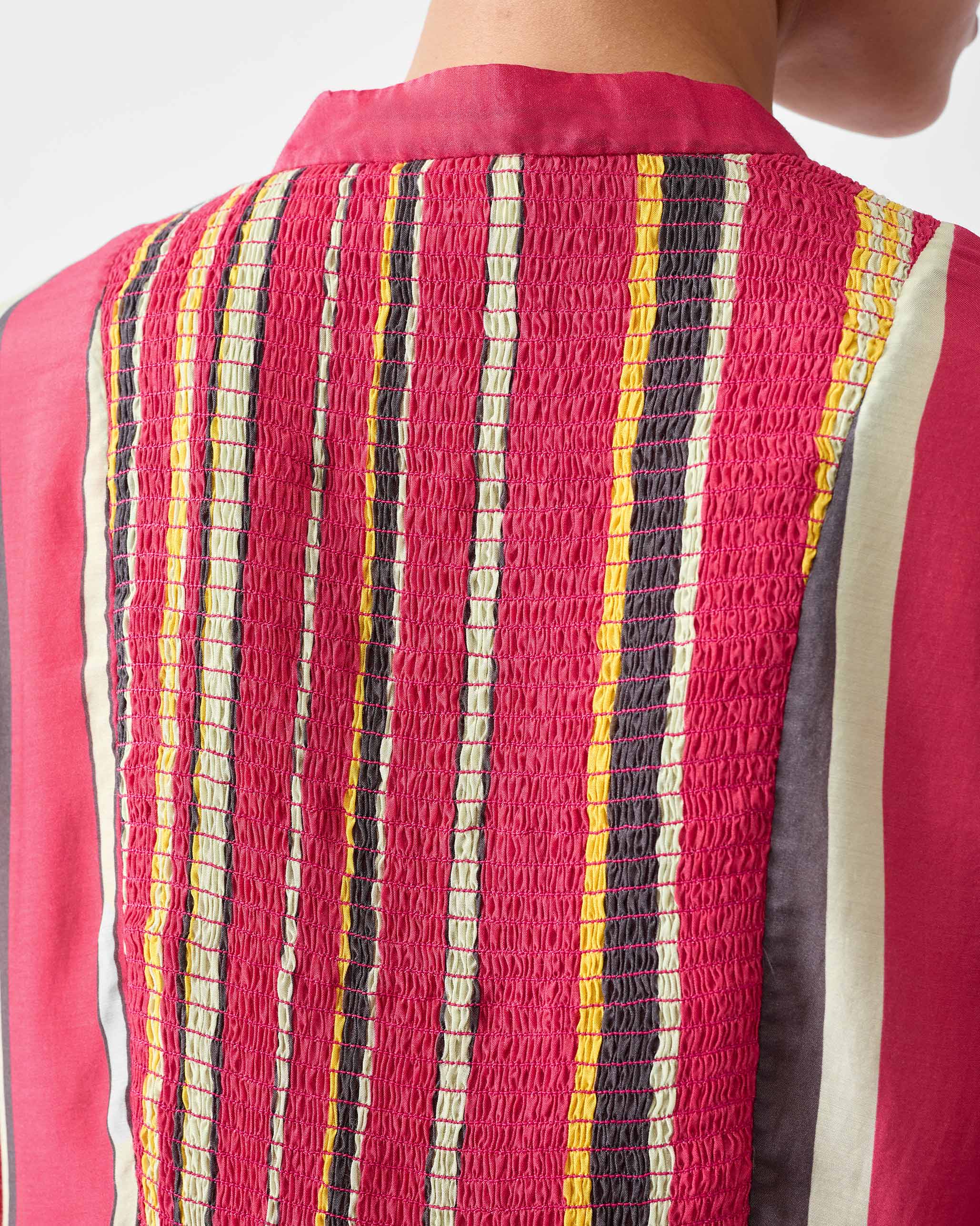 Smocked Back Kurta - Multicolor Print