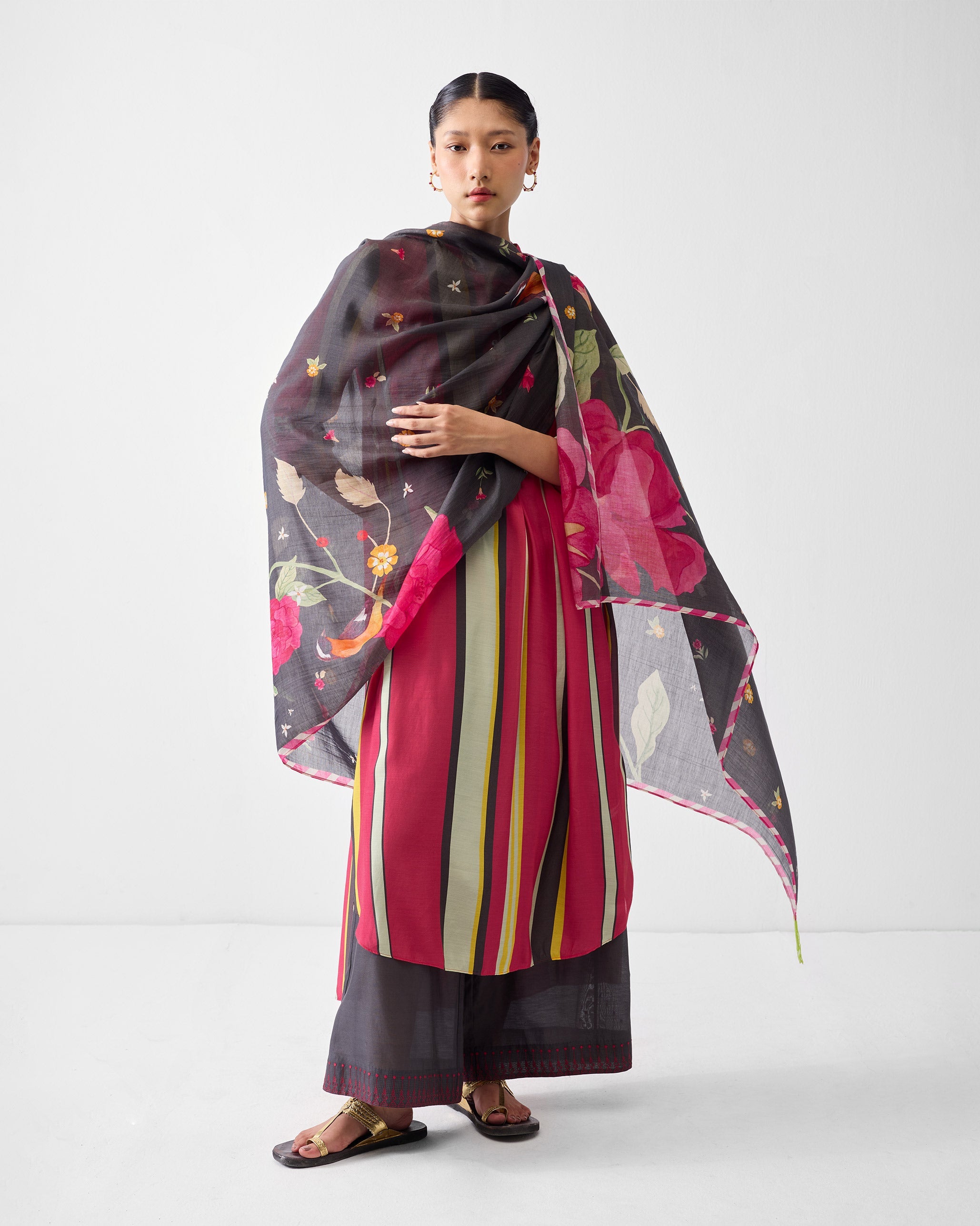 Smocked Back Kurta - Multicolor Print