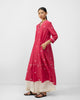 Banko V-Neck Kurta - Watermelon & Ivory Embroidered