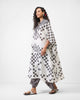 Collared Kaftan - Ivory & Charcoal Print