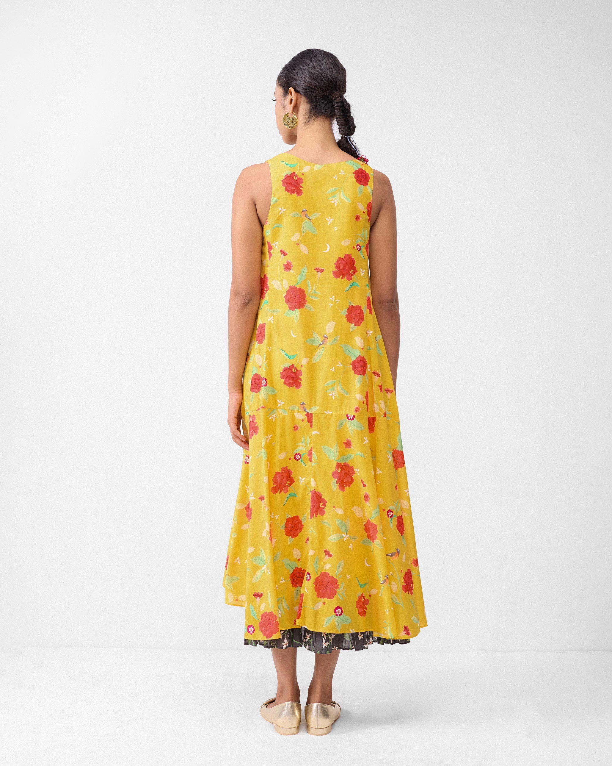 Jambiani Dress - Turmeric Yellow & Watermelon Print