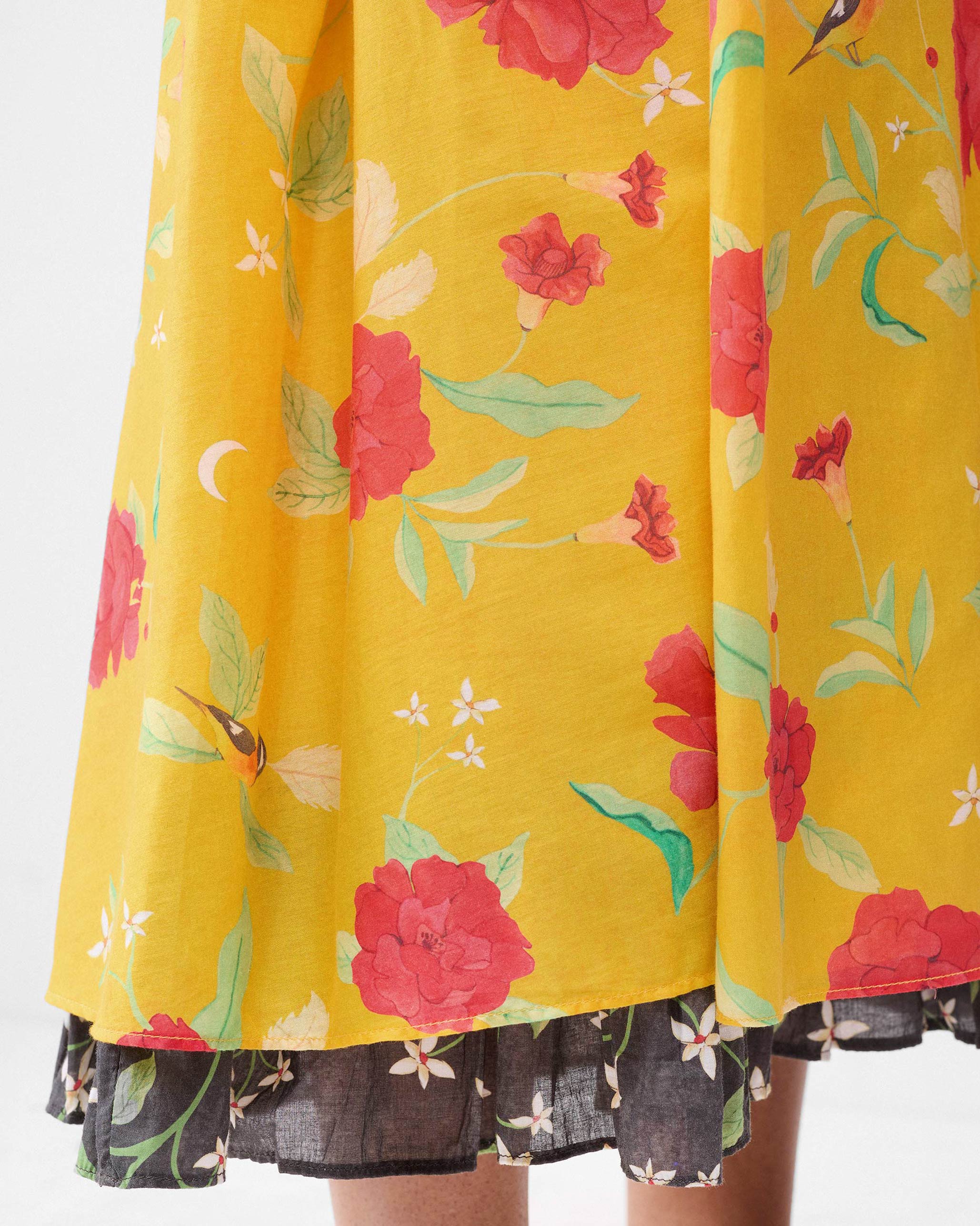 Jambiani Dress - Turmeric Yellow & Watermelon Print