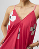 V-Neck Strappy Dress - Watermelon & Silver Print