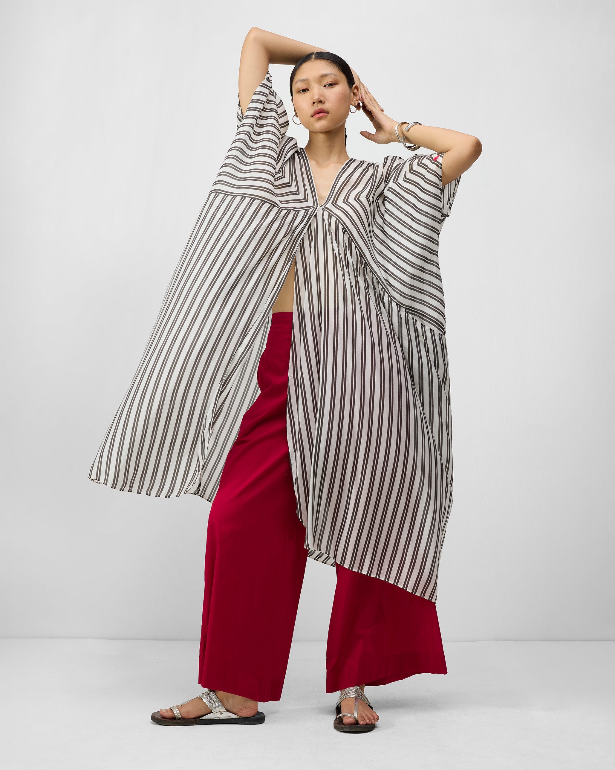 Samara Kaftan - Ivory & Charcoal Print