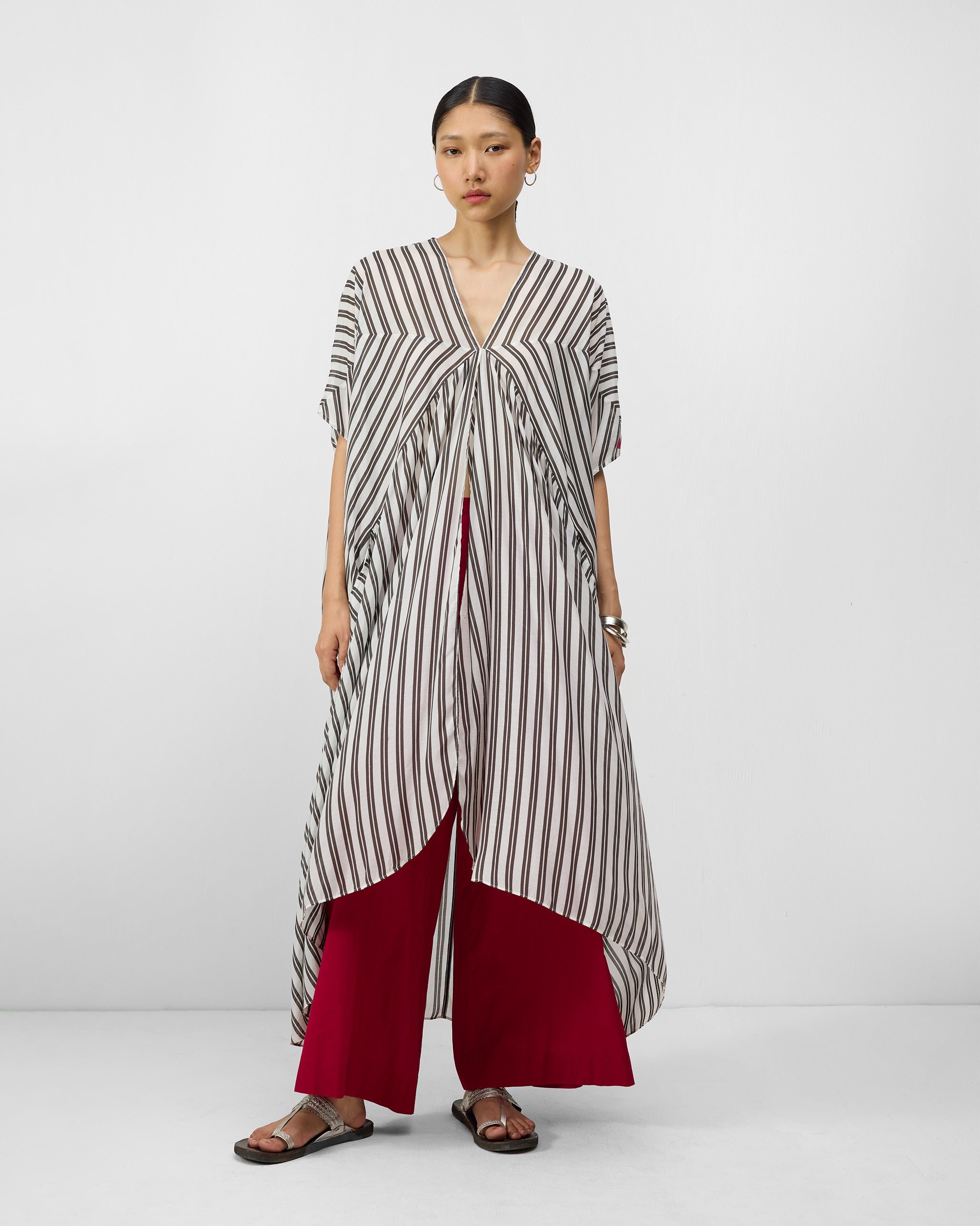 Samara Kaftan - Ivory & Charcoal Print