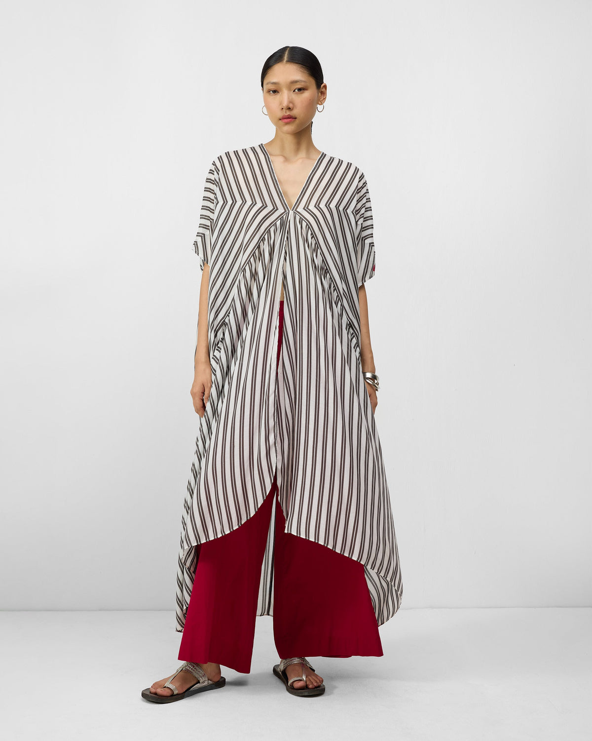 Samara Kaftan - Ivory & Charcoal Print