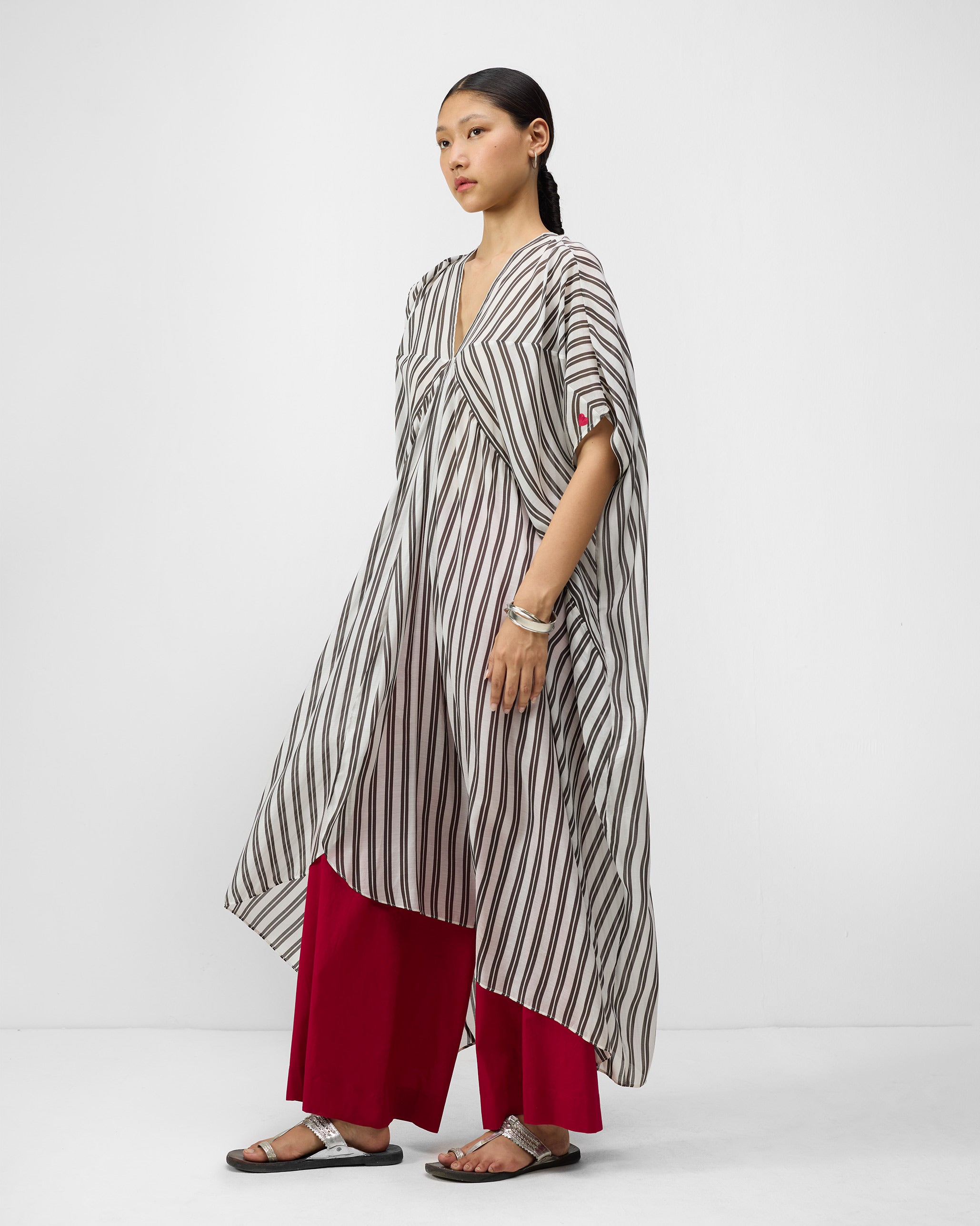 Samara Kaftan - Ivory & Charcoal Print