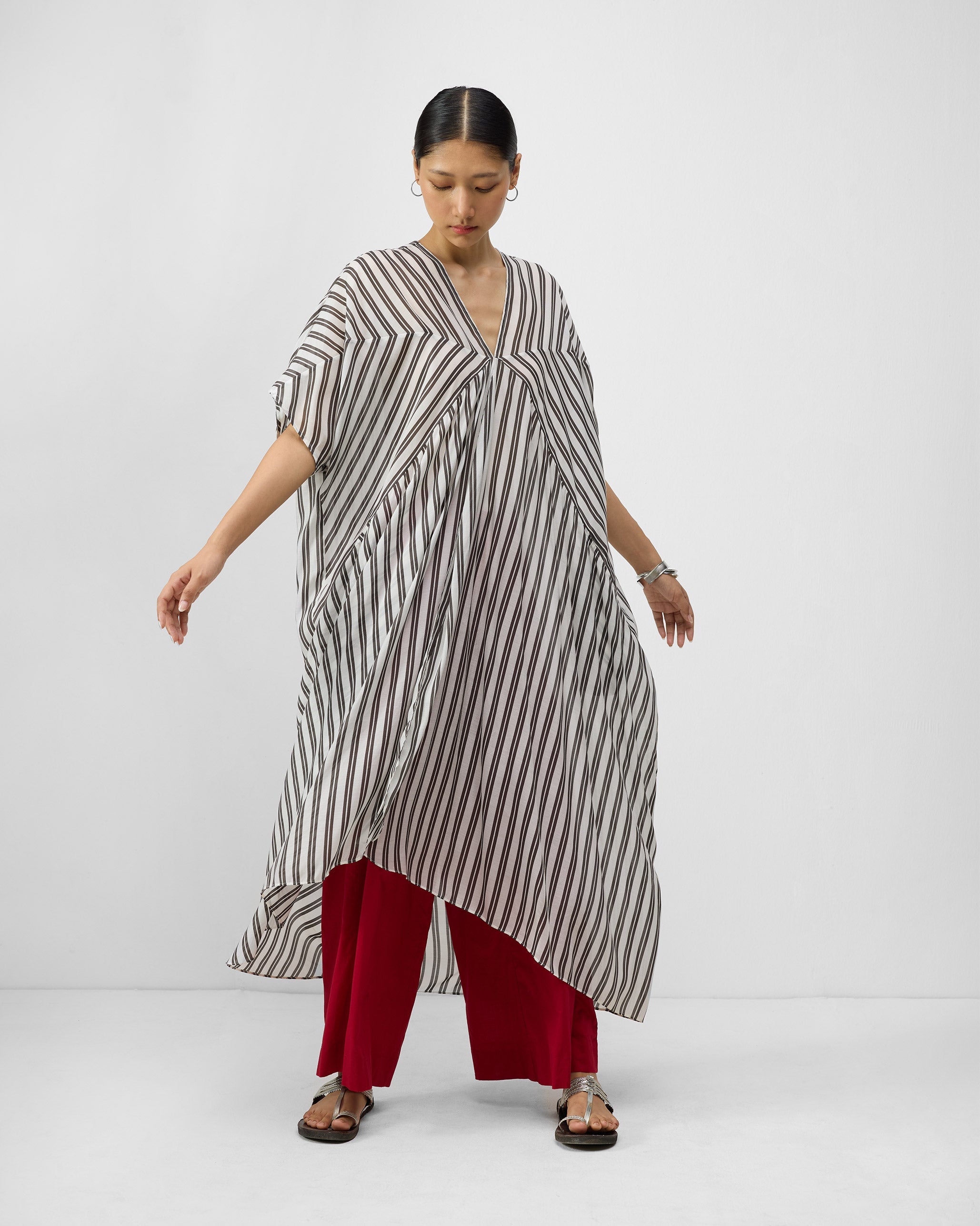 Samara Kaftan - Ivory & Charcoal Print