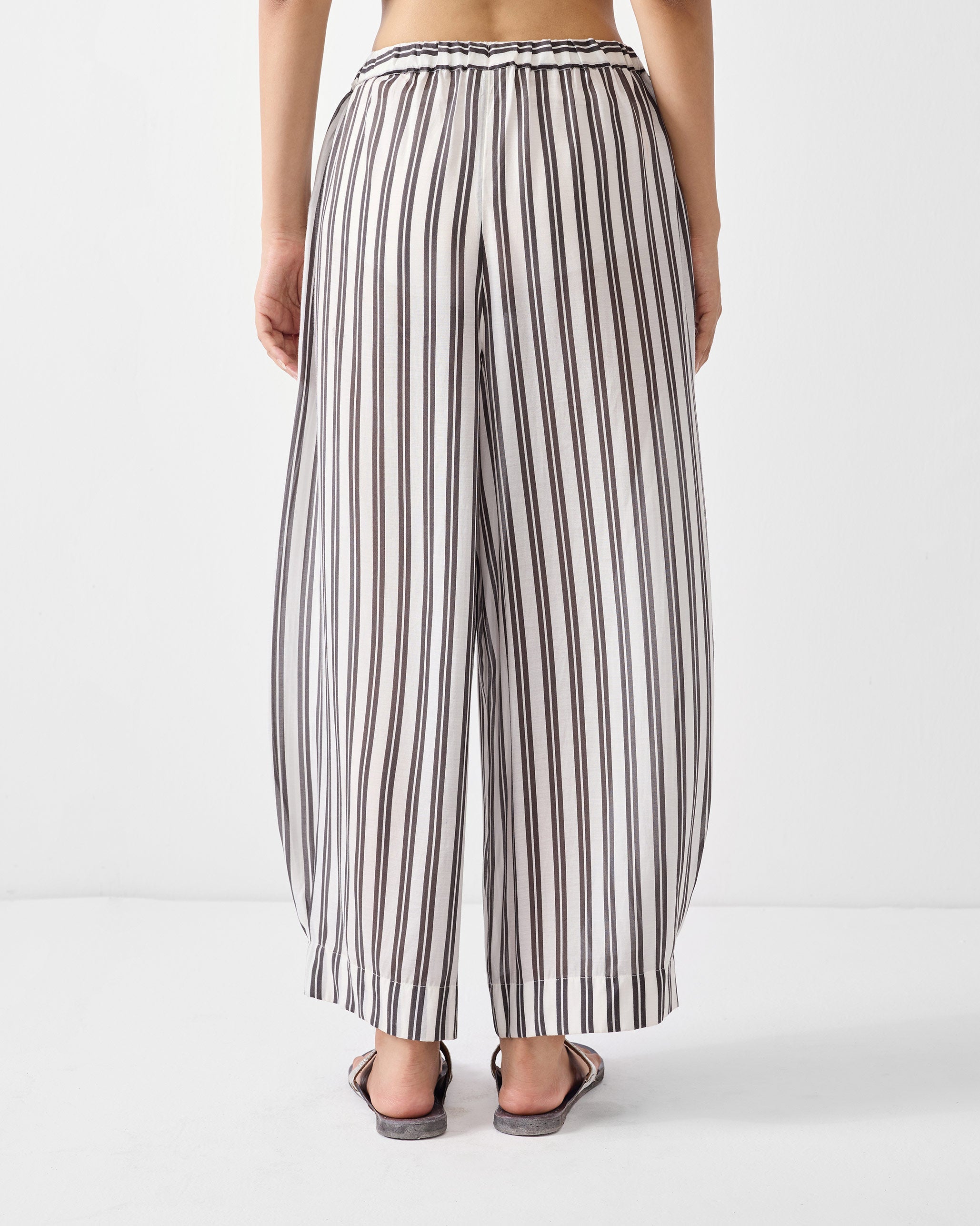Serene Pants - Ivory & Charcoal Print