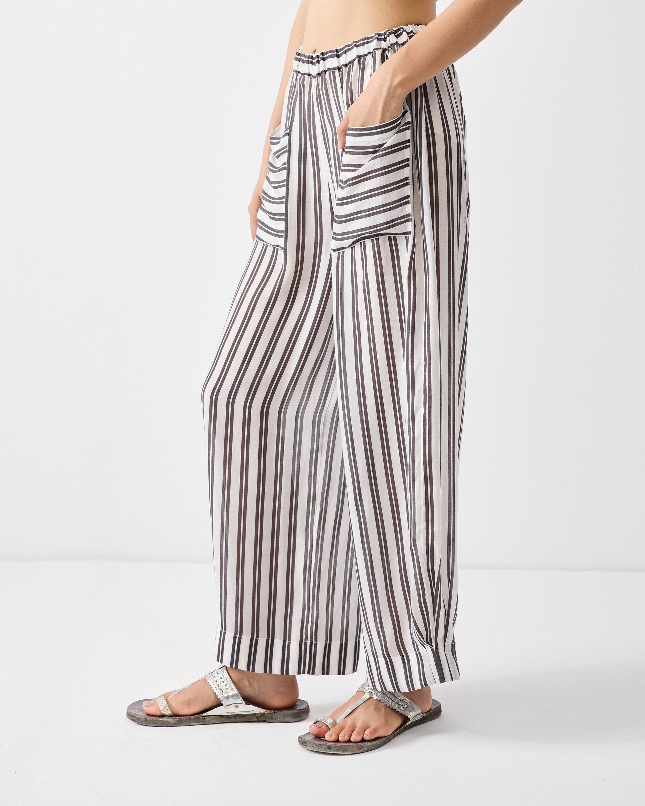 Serene Pants - Ivory & Charcoal Print