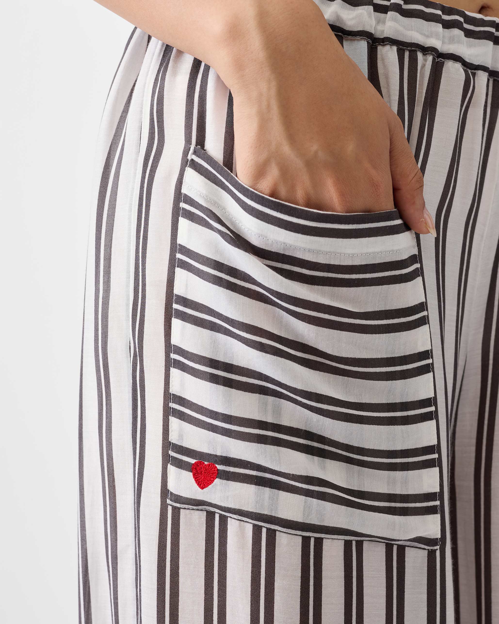 Serene Pants - Ivory & Charcoal Print