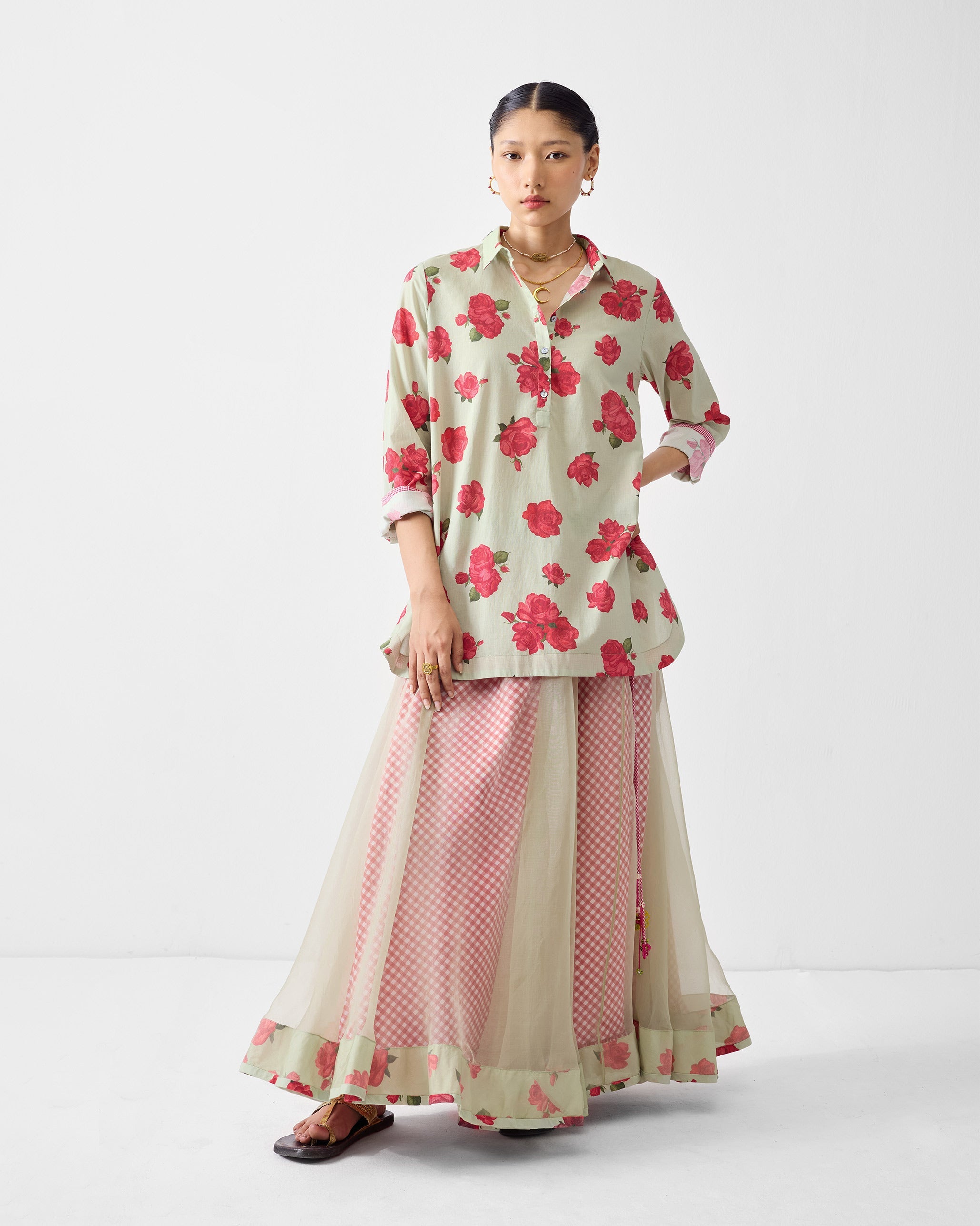 Pushkar Skirt - Mint & Watermelon