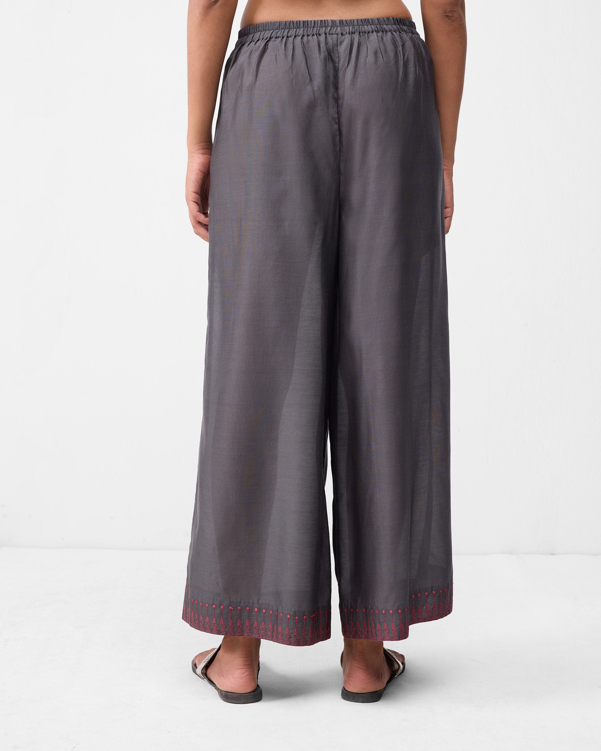 Basic Pyjamas - Charcoal & Watermelon Embroidered