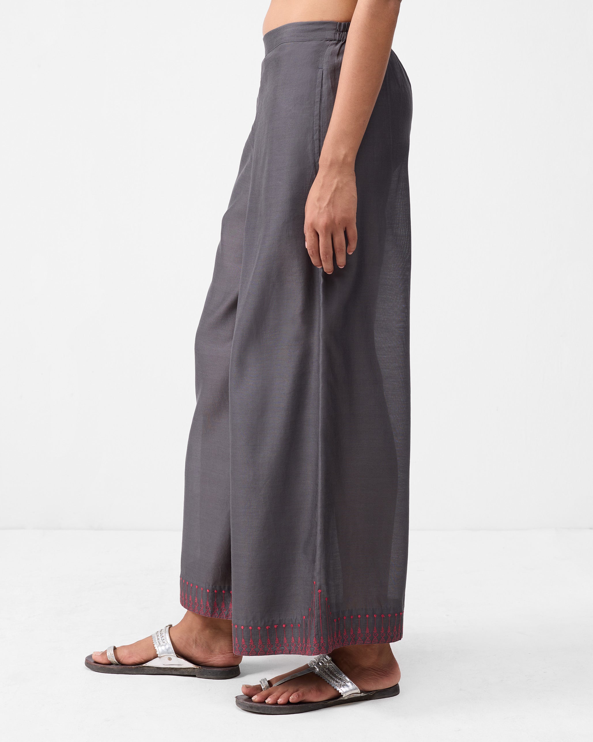 Basic Pyjamas - Charcoal & Watermelon Embroidered