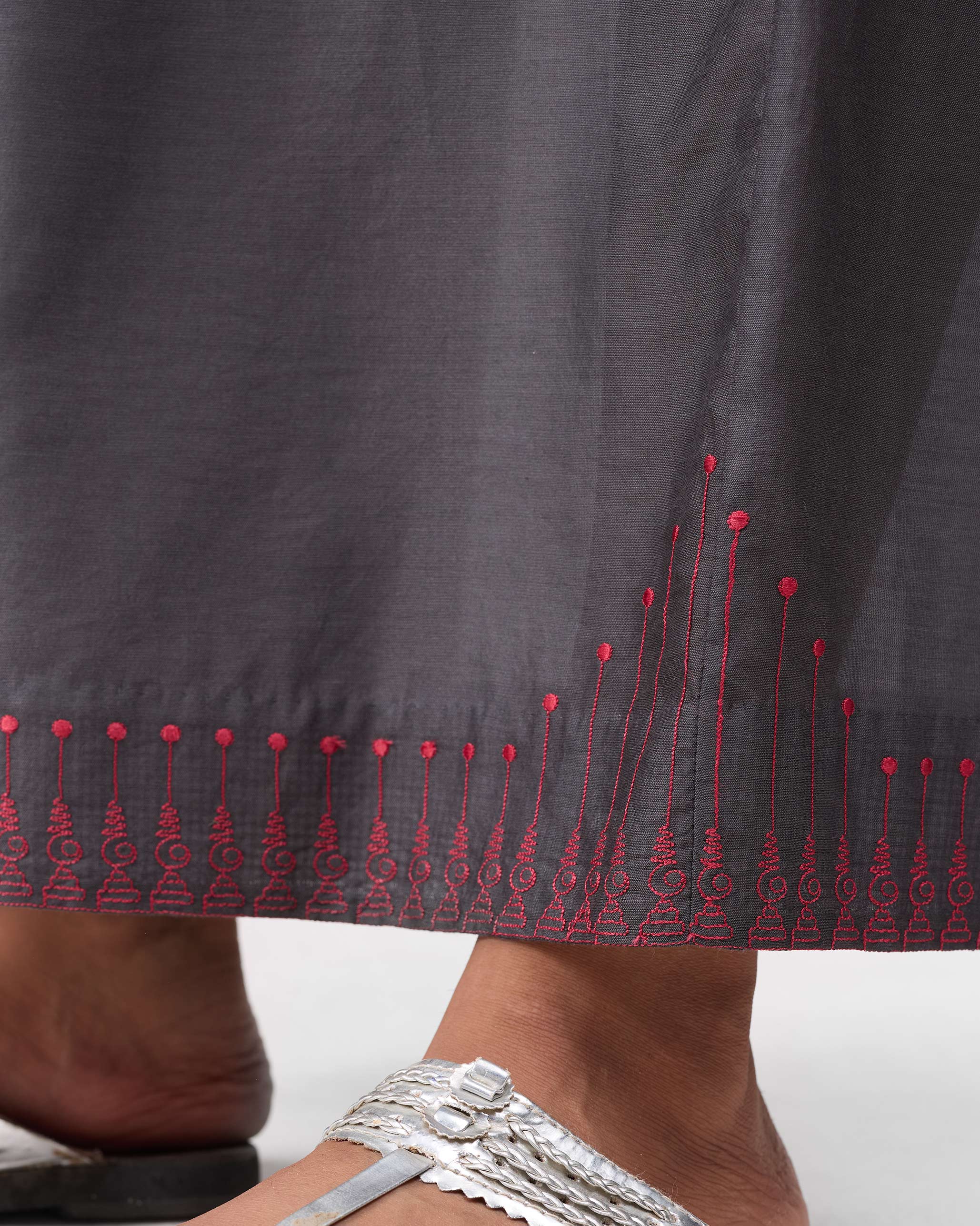 Basic Pyjamas - Charcoal & Watermelon Embroidered