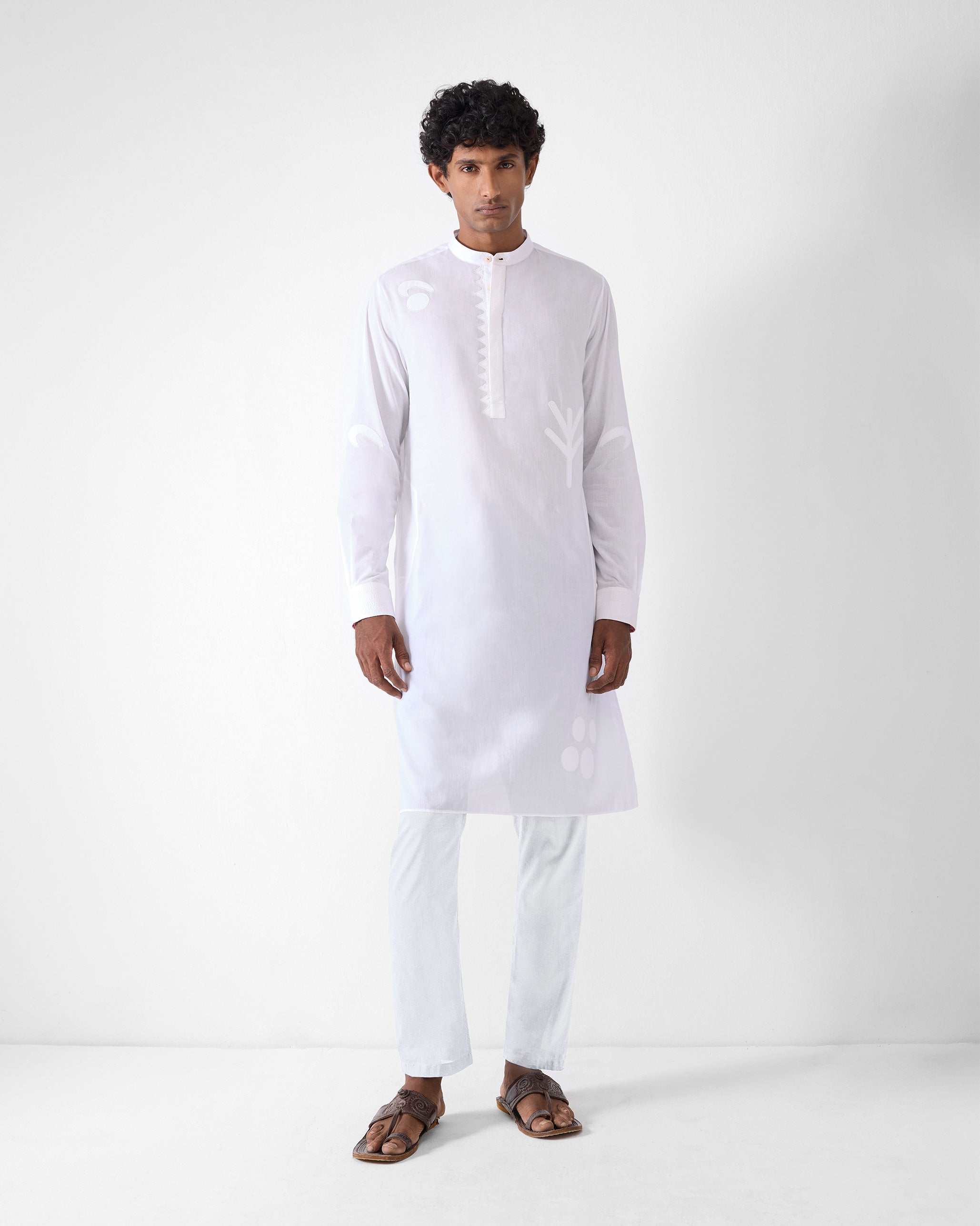 Neckband Kurta - White
