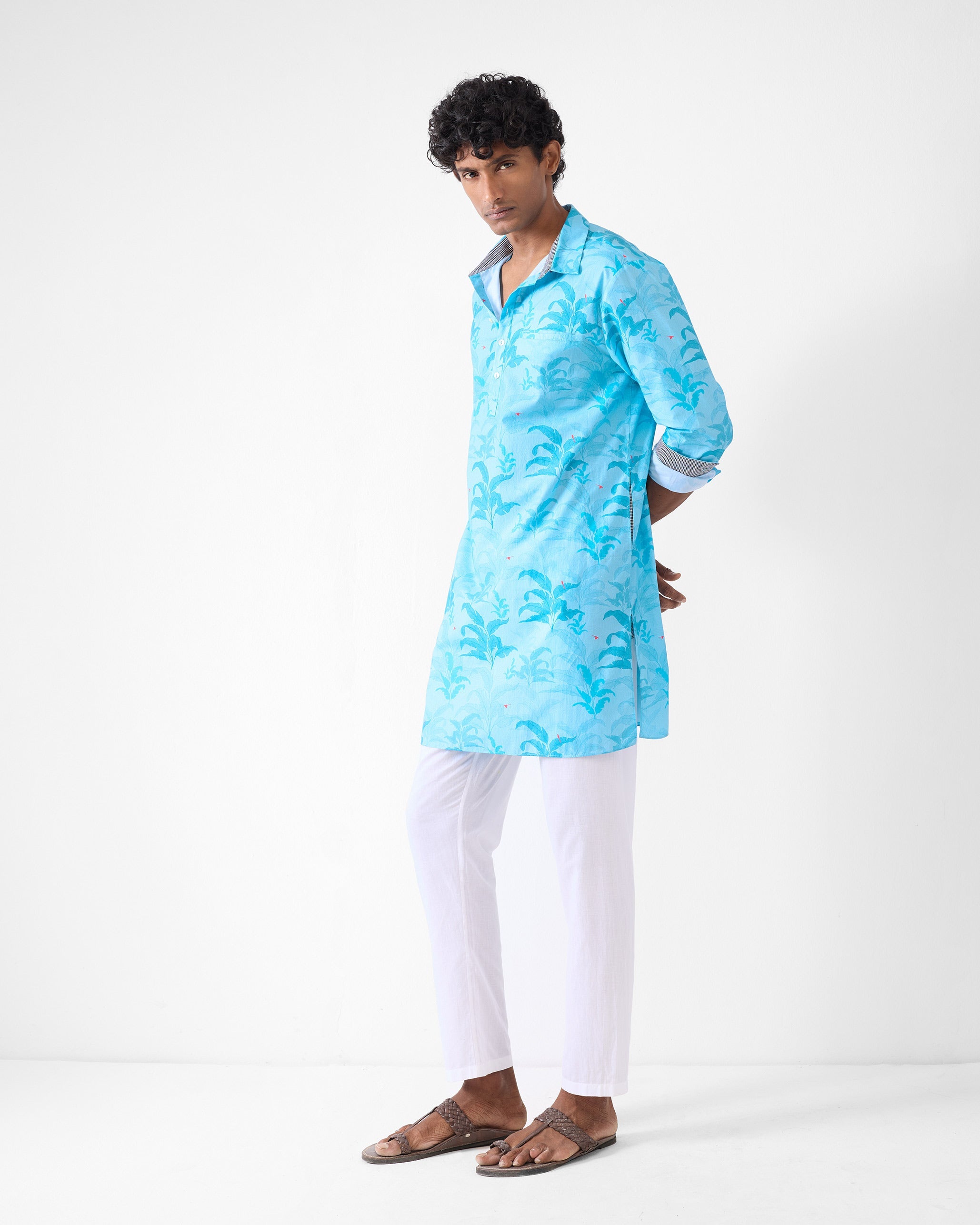 Bouquet Kurta - Light Blue