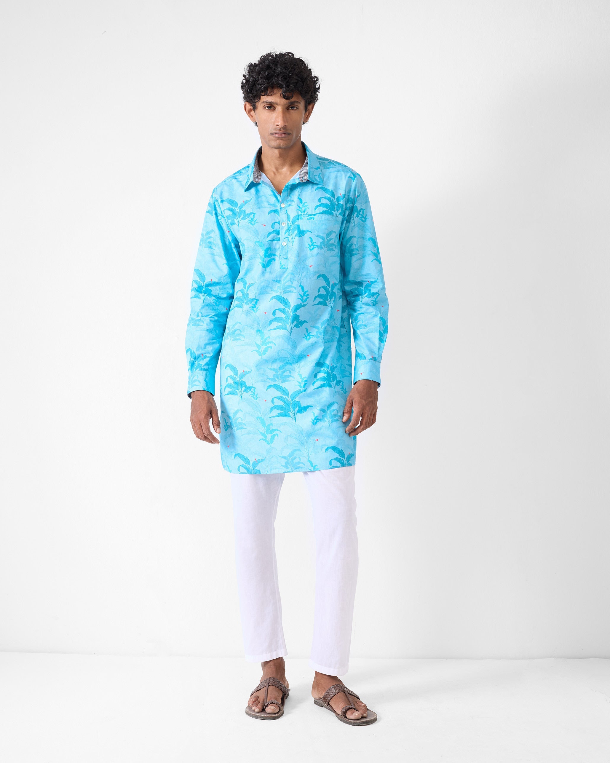 Bouquet Kurta - Light Blue