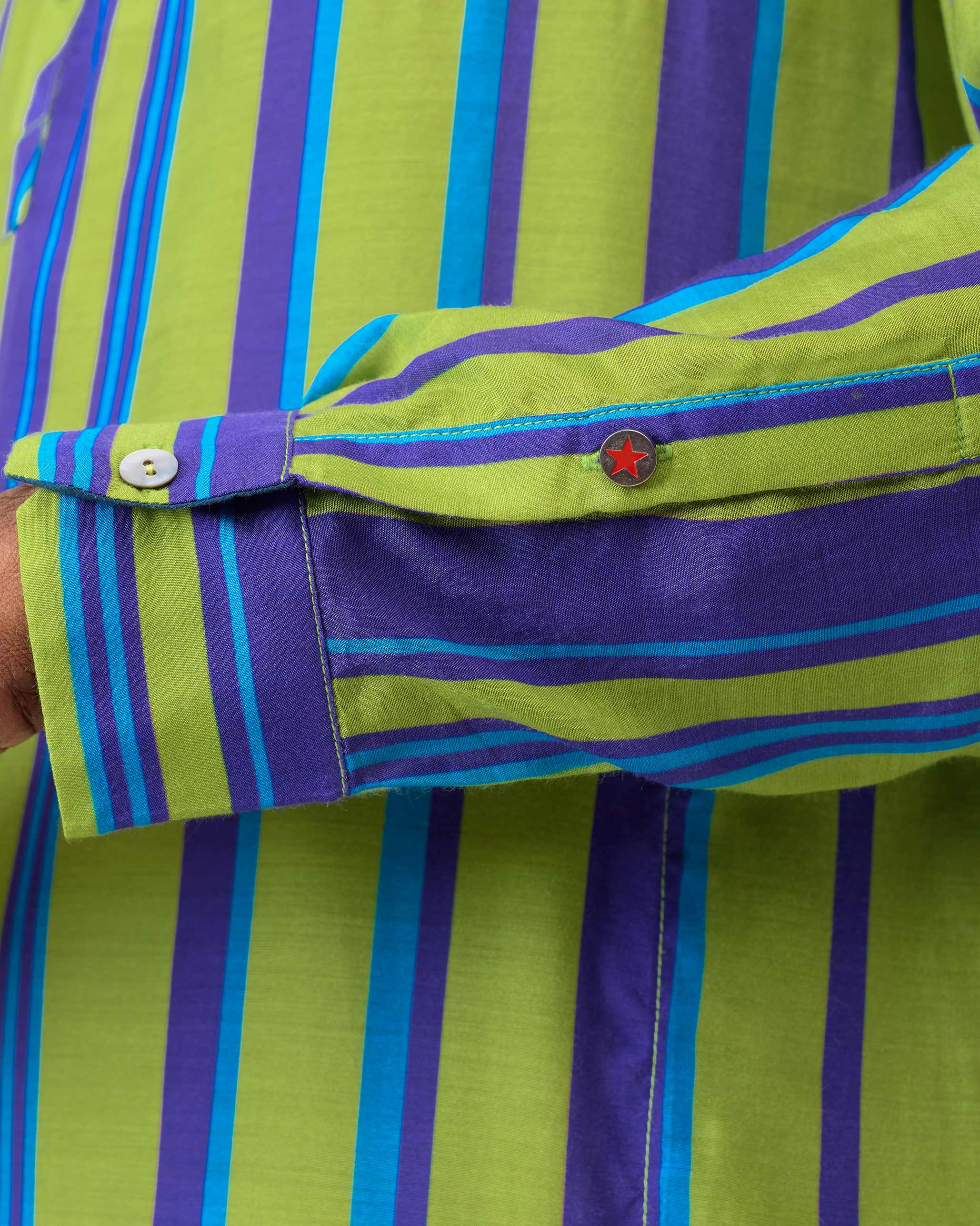 Jashn Kurta - Green & Blue Stripes