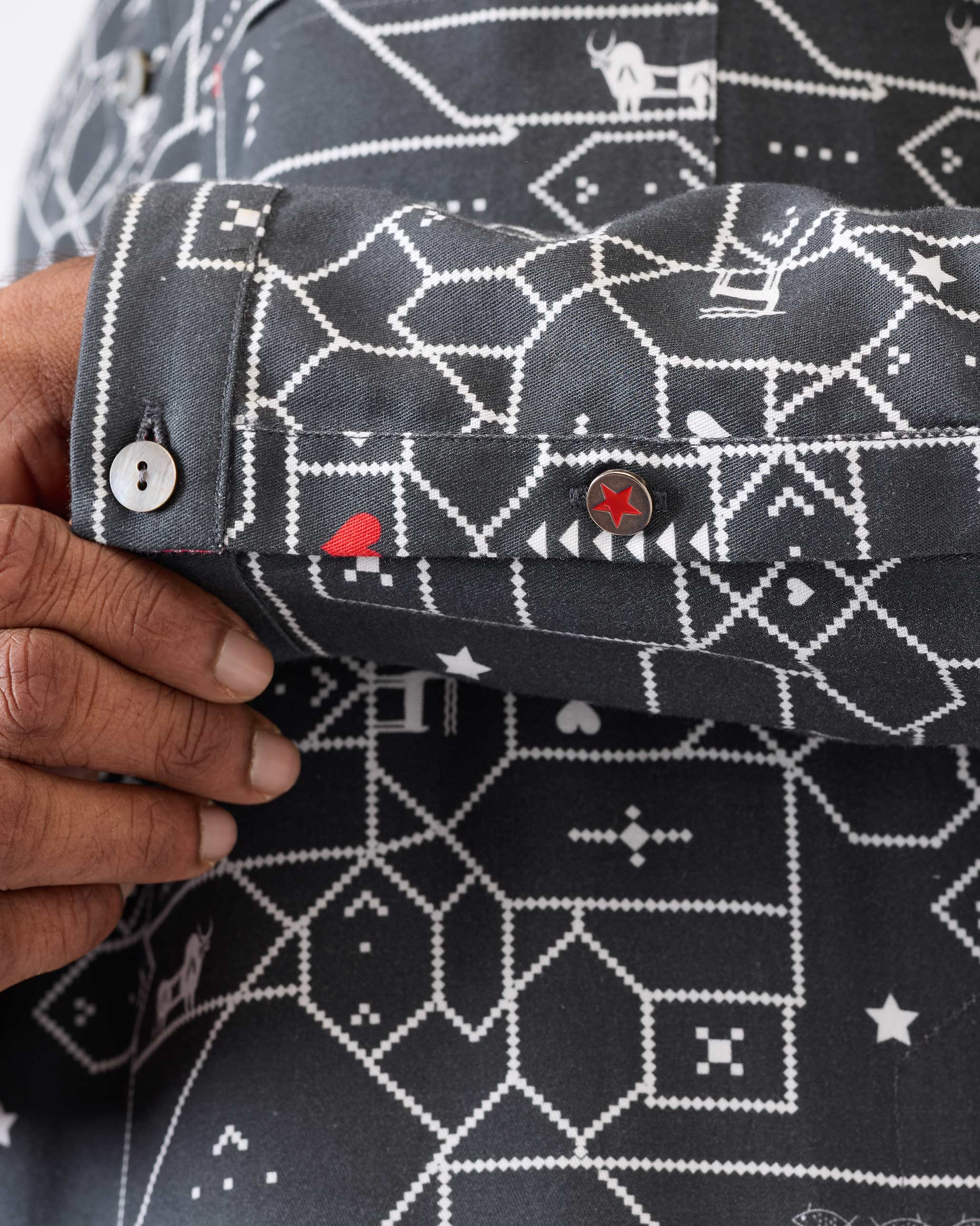 Galle Kurta - Black & Grey Print
