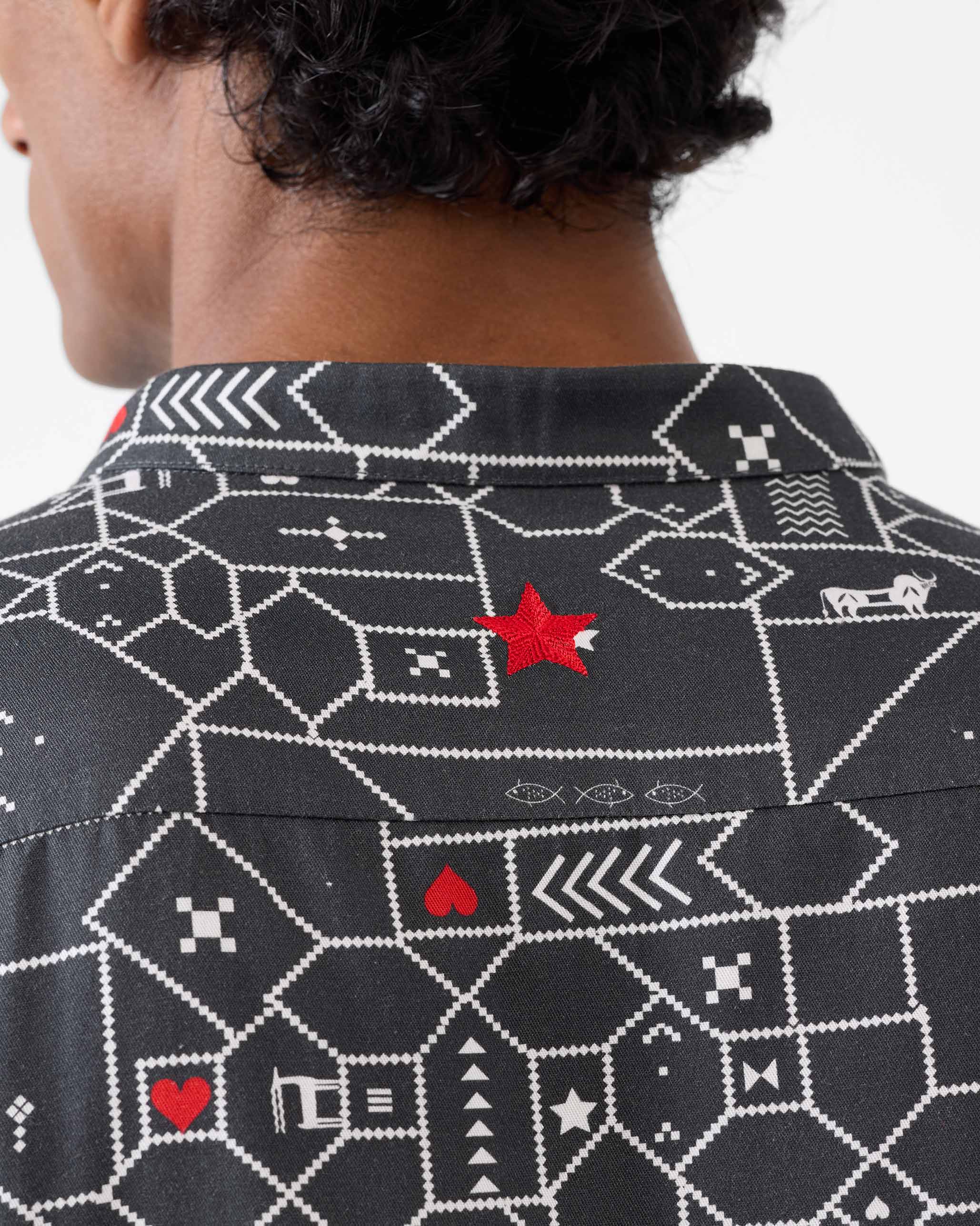 Galle Kurta - Black & Grey Print