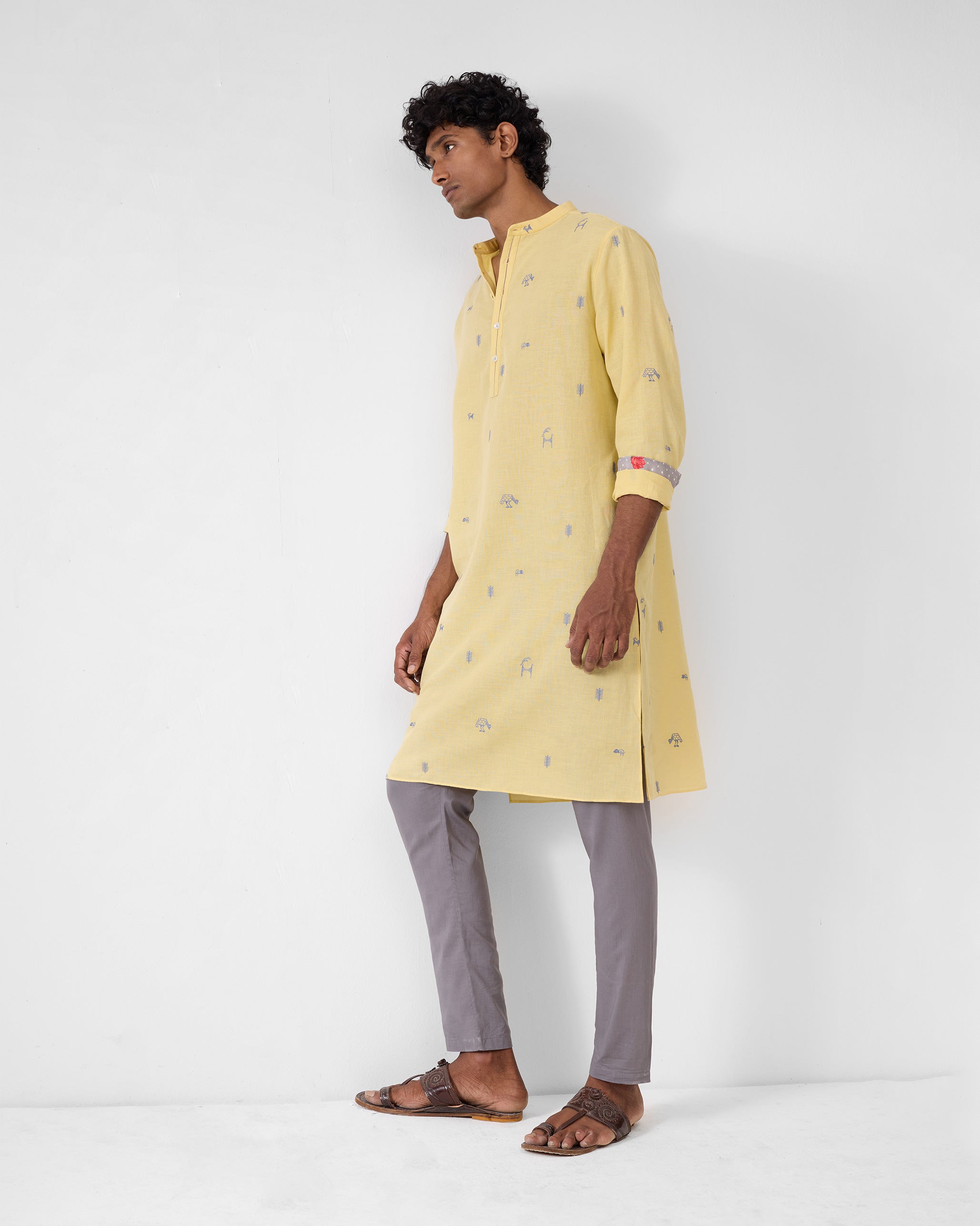 Astral Kurta - Light Yellow Embroidered