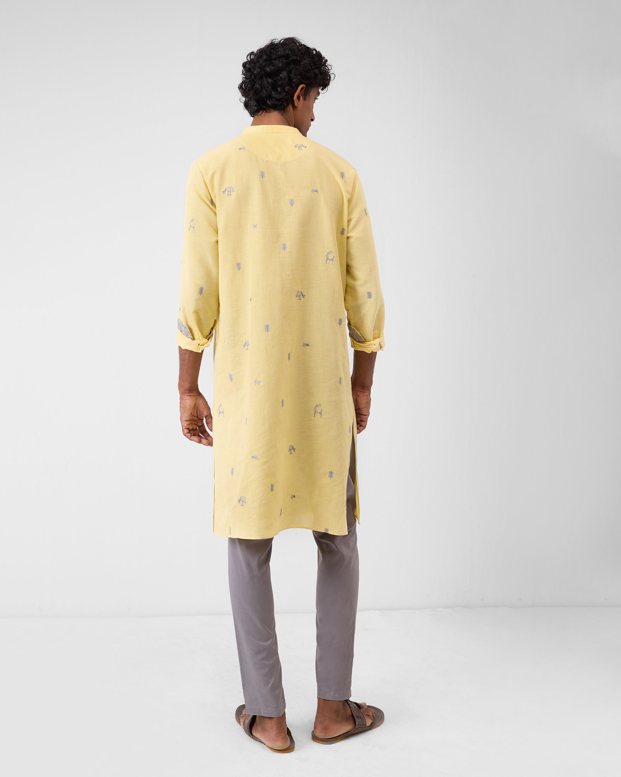 Astral Kurta - Light Yellow Embroidered