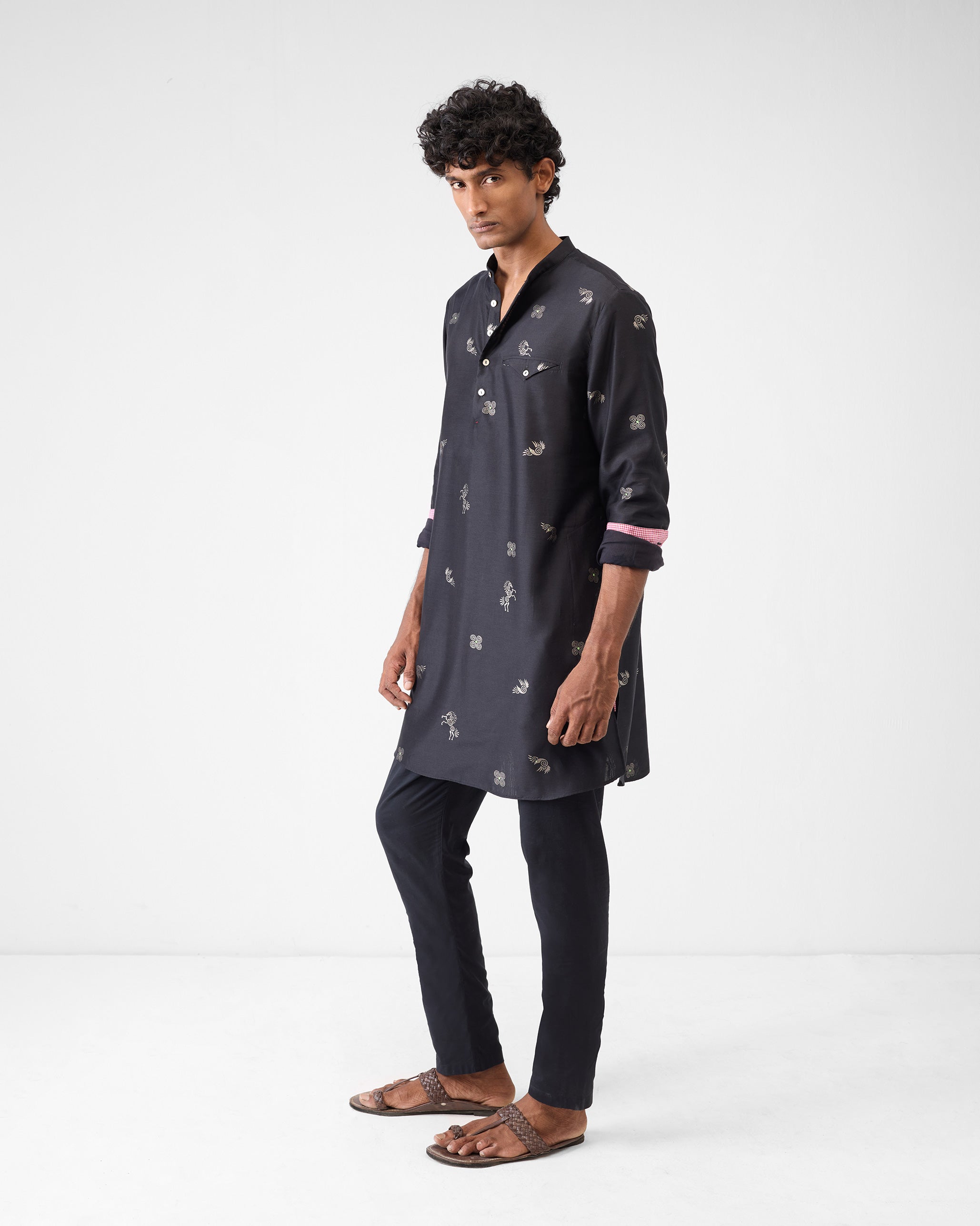Fort Kurta - Black & Charcoal Print