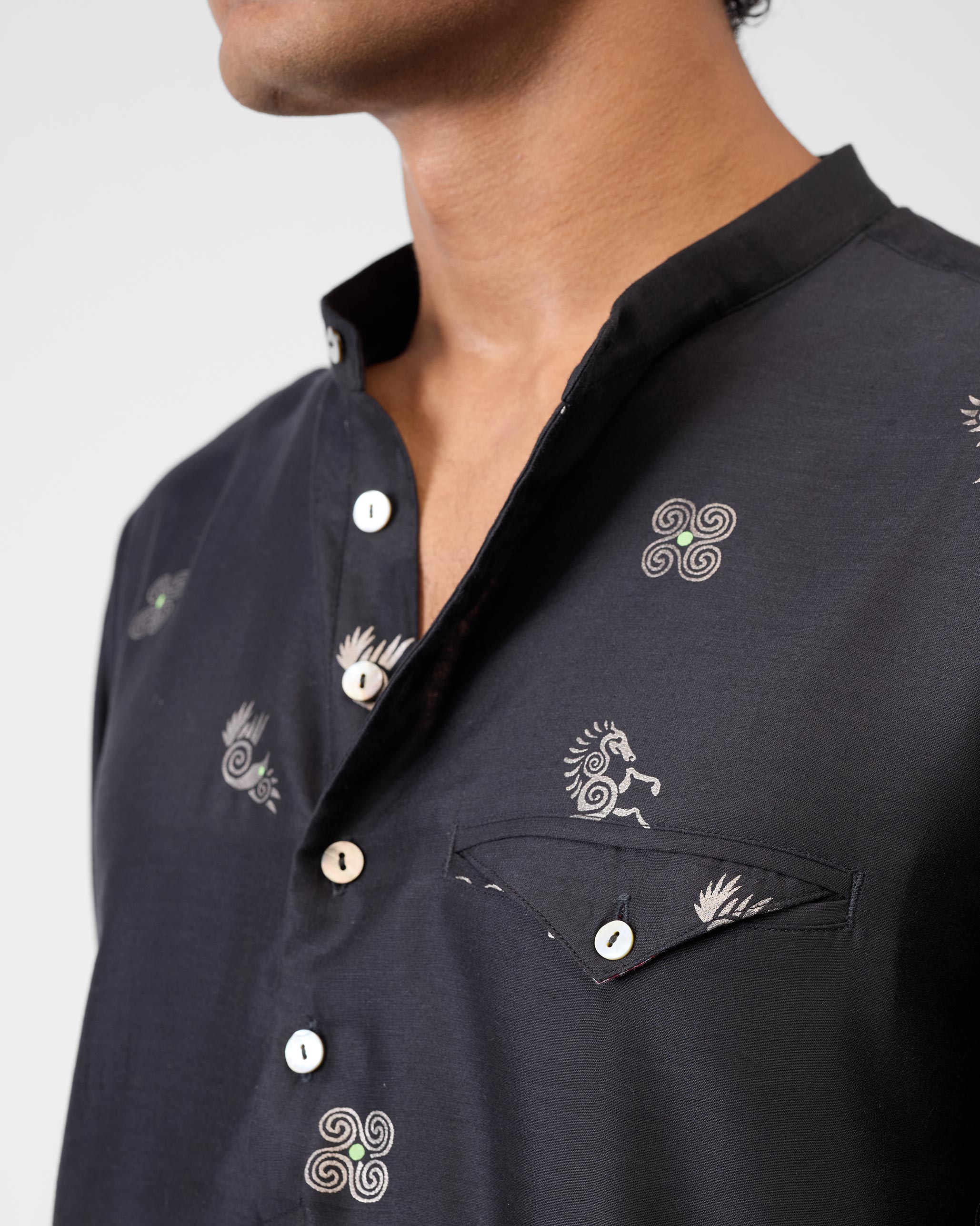 Fort Kurta - Black & Charcoal Print