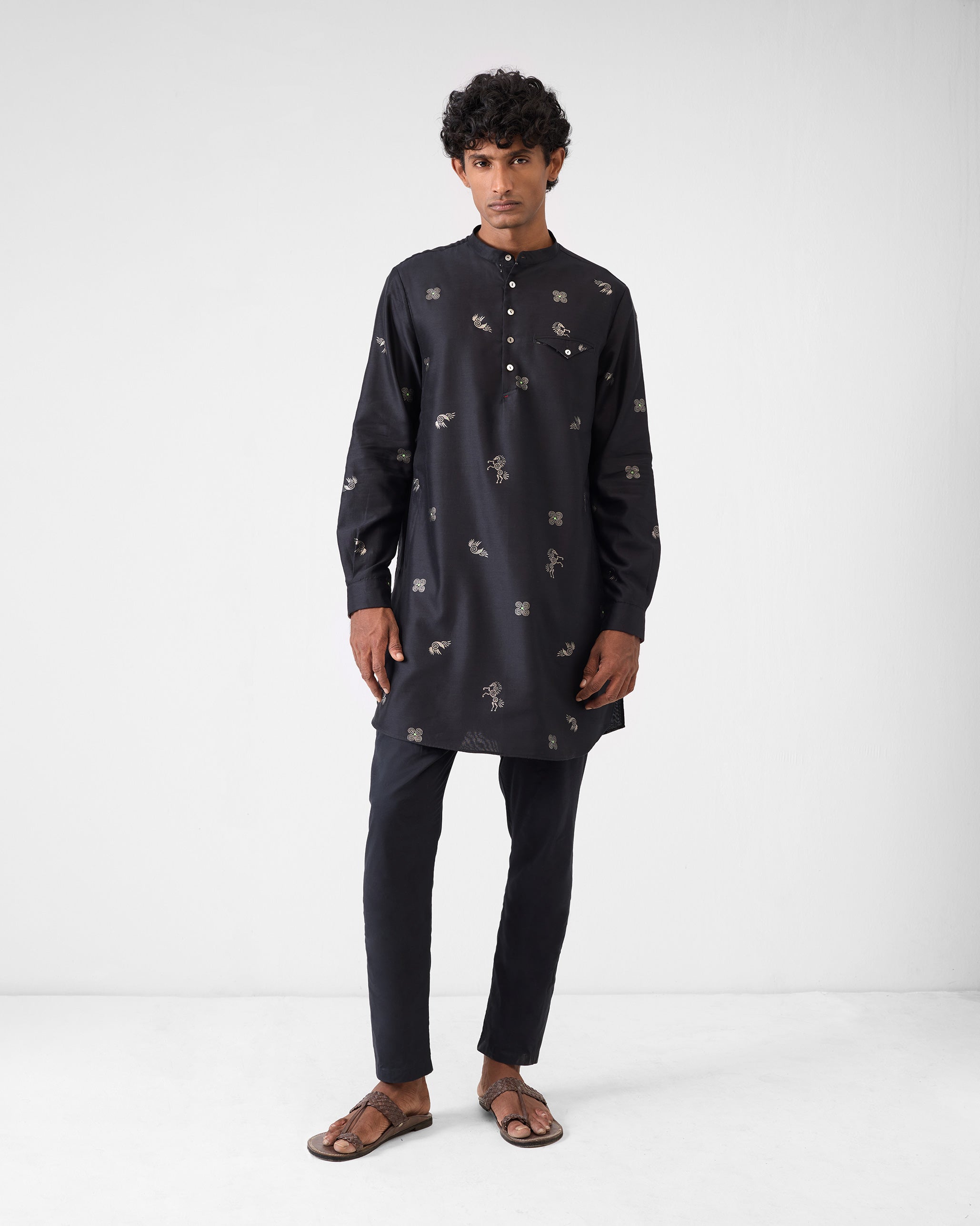 Fort Kurta - Black & Charcoal Print