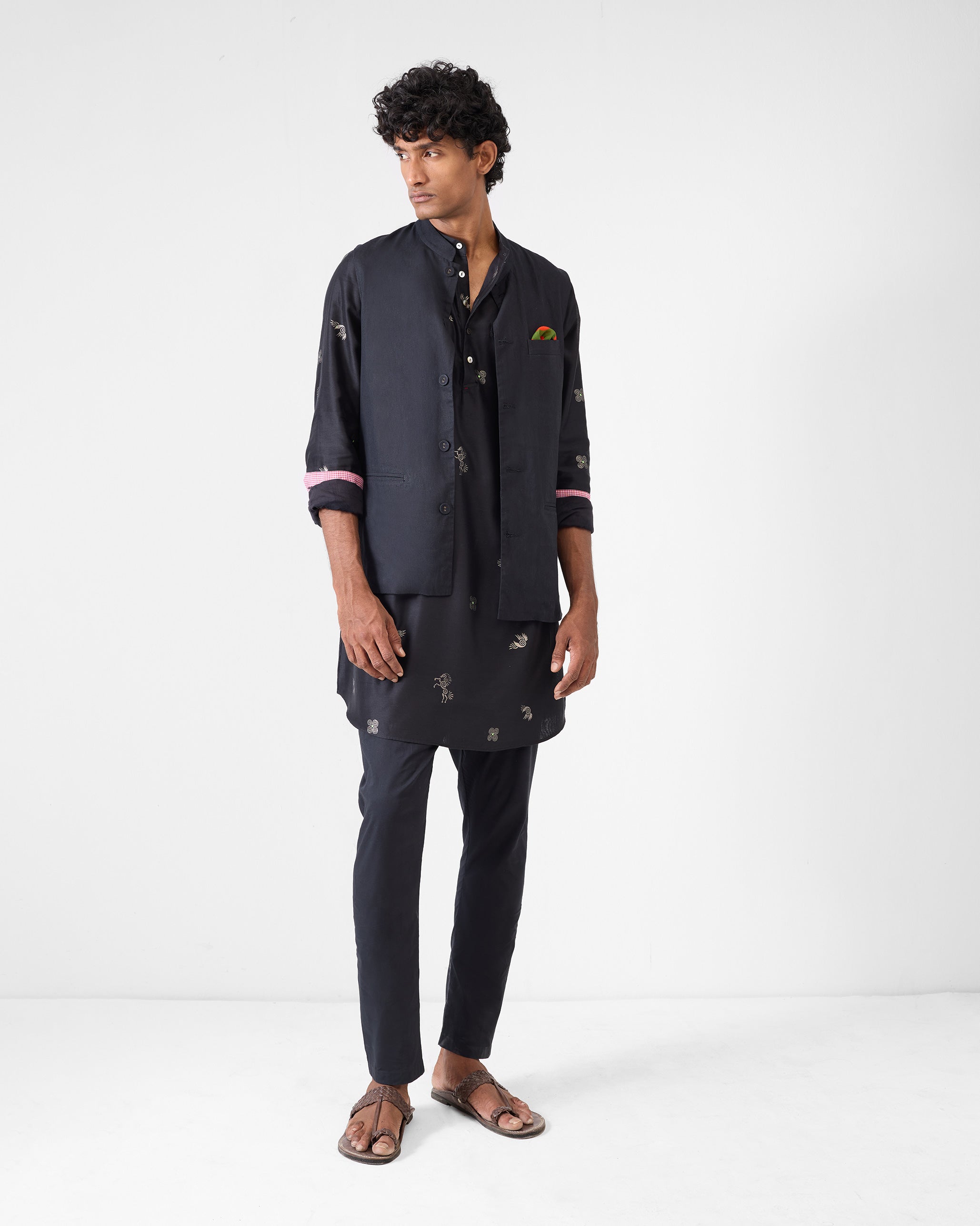 Fort Kurta - Black & Charcoal Print