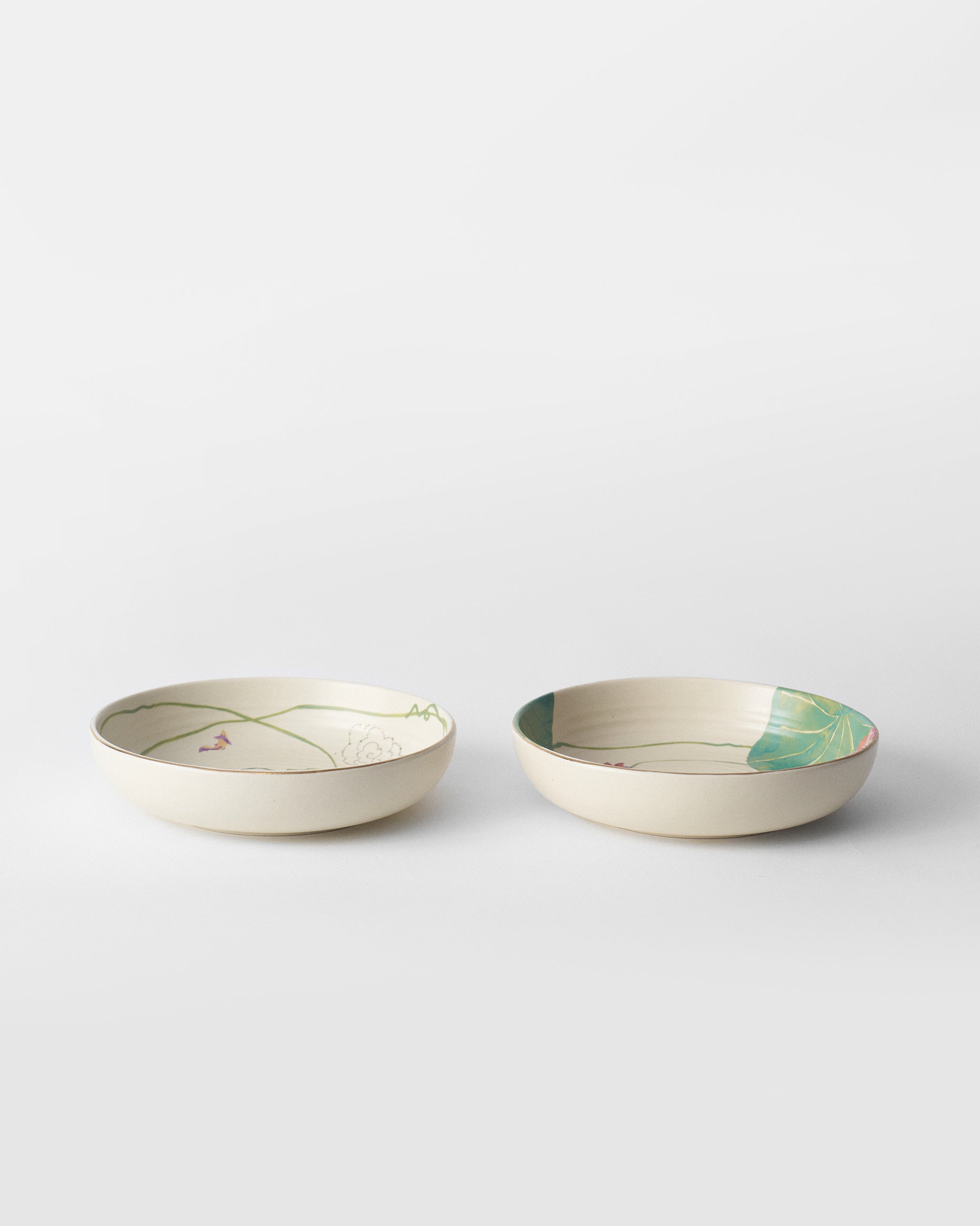 Lotus Garden Shallow Bowl - Set of 2