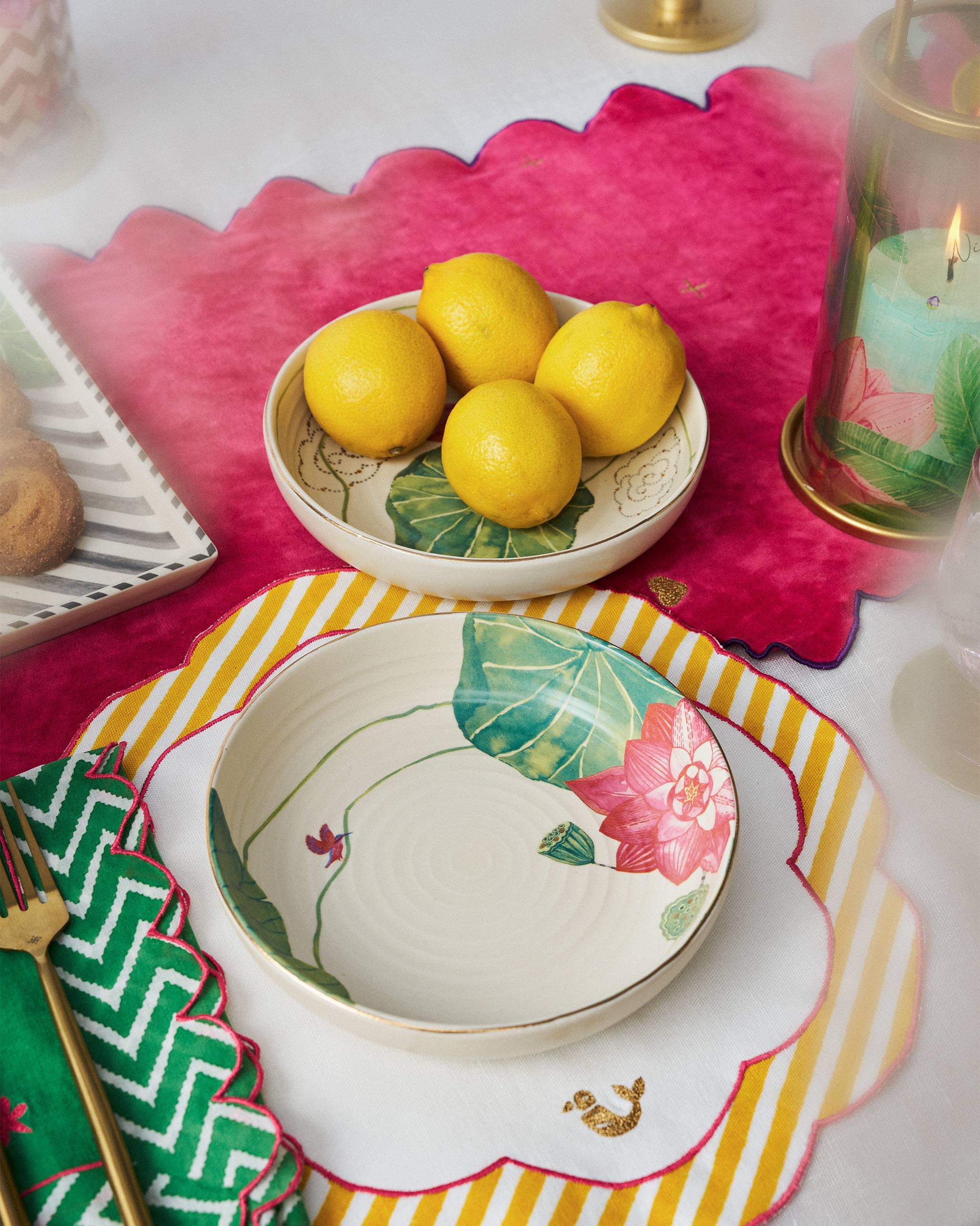 Lotus Garden Shallow Bowl - Set of 2