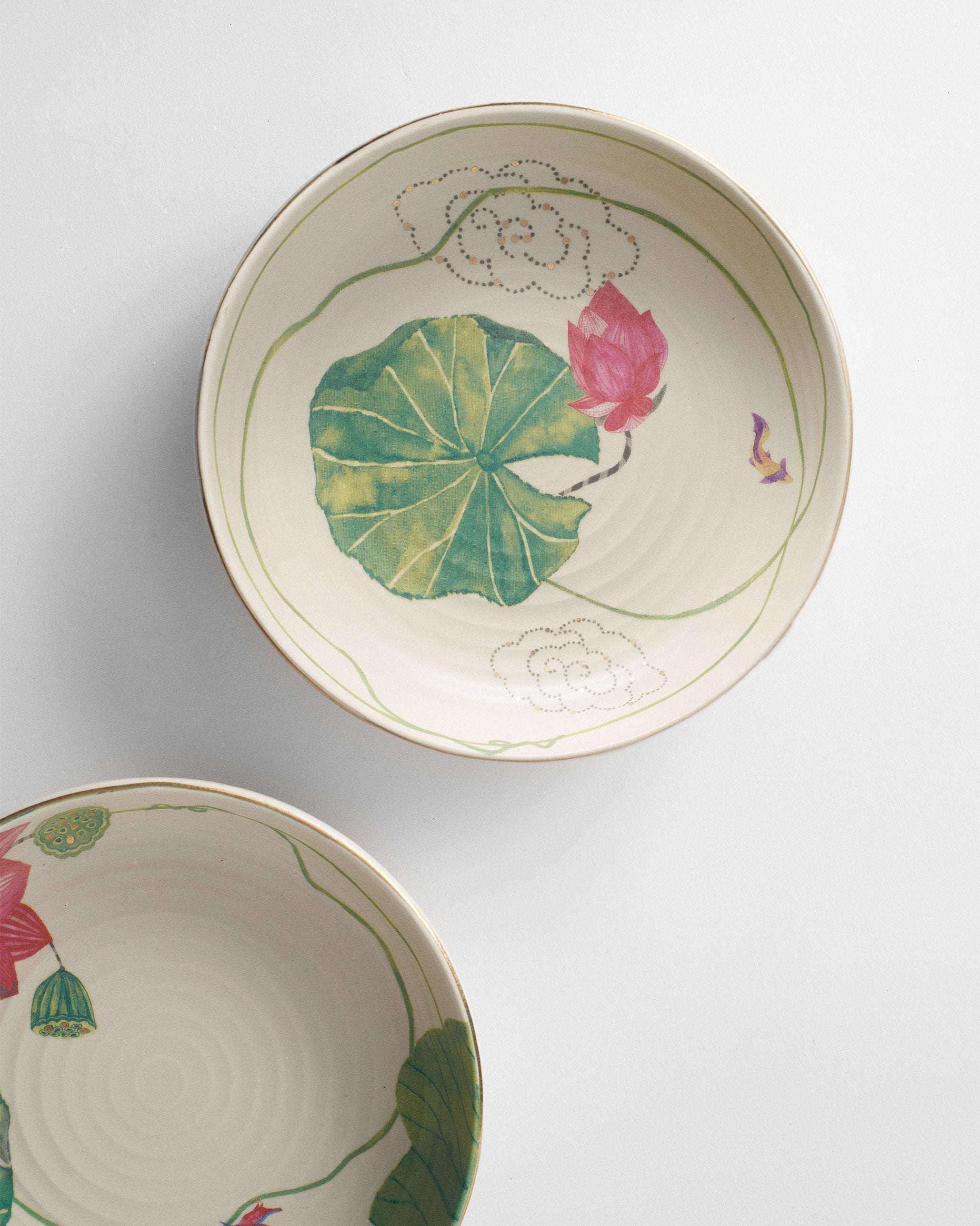 Lotus Garden Shallow Bowl - Set of 2