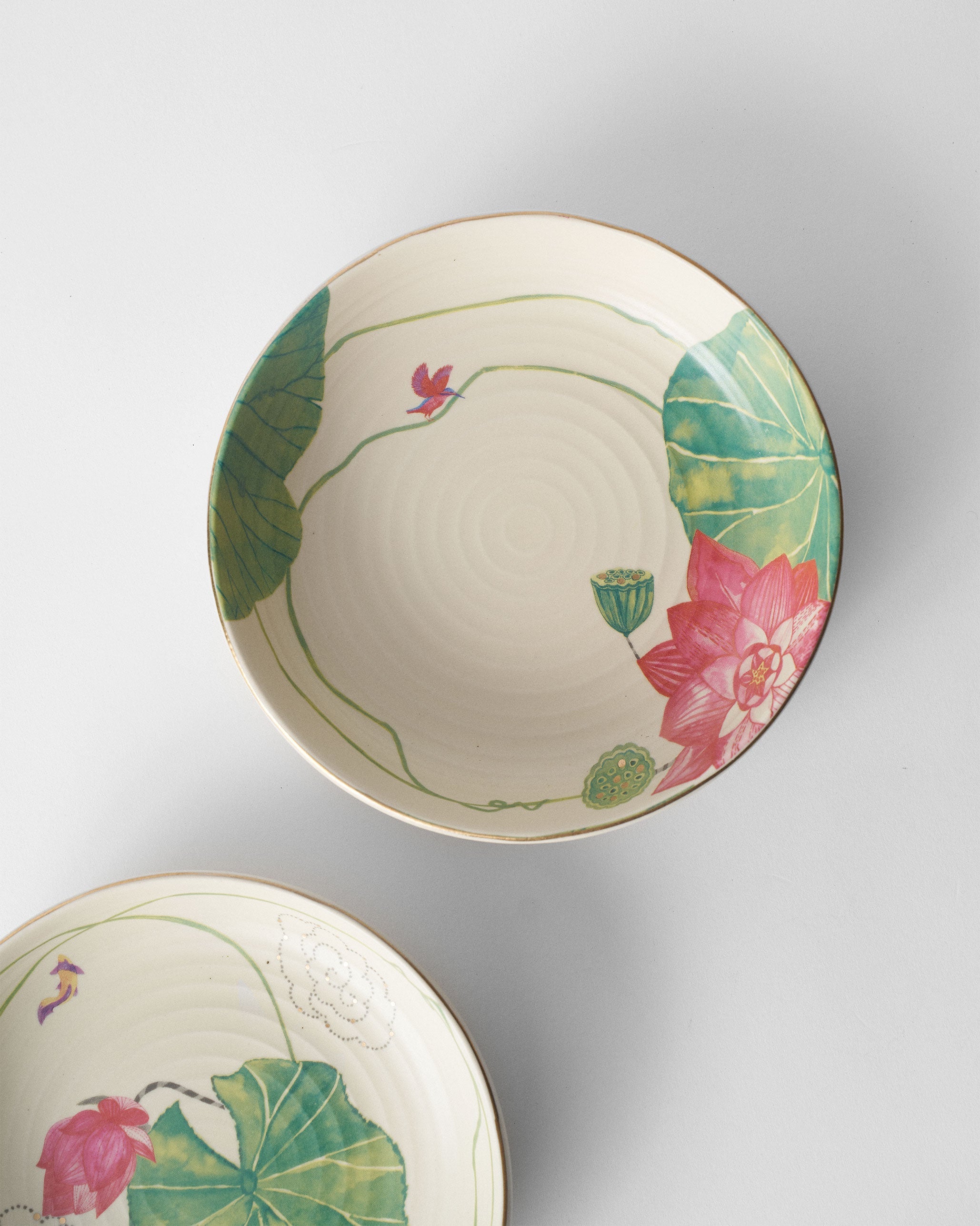Lotus Garden Shallow Bowl - Set of 2