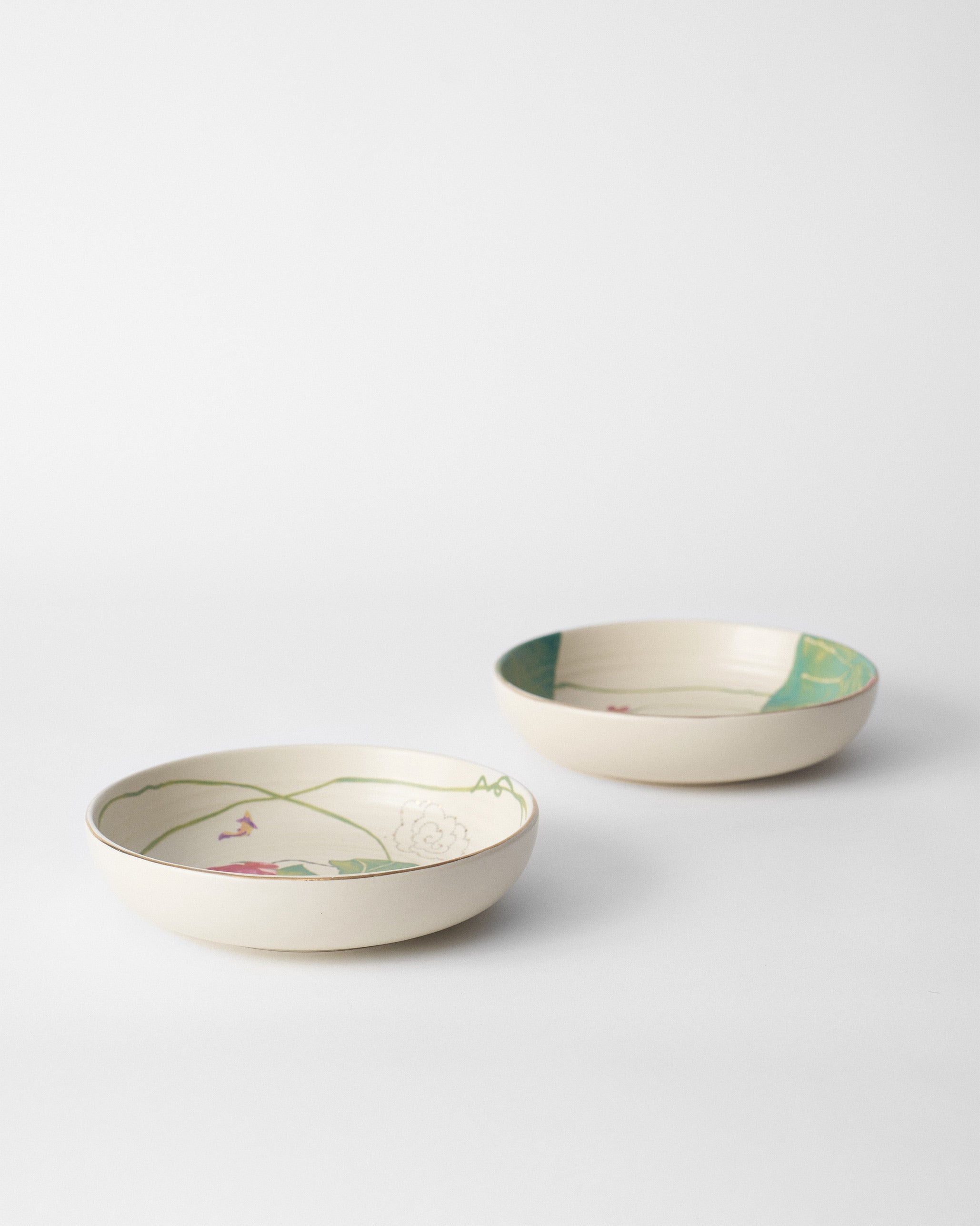 Lotus Garden Shallow Bowl - Set of 2