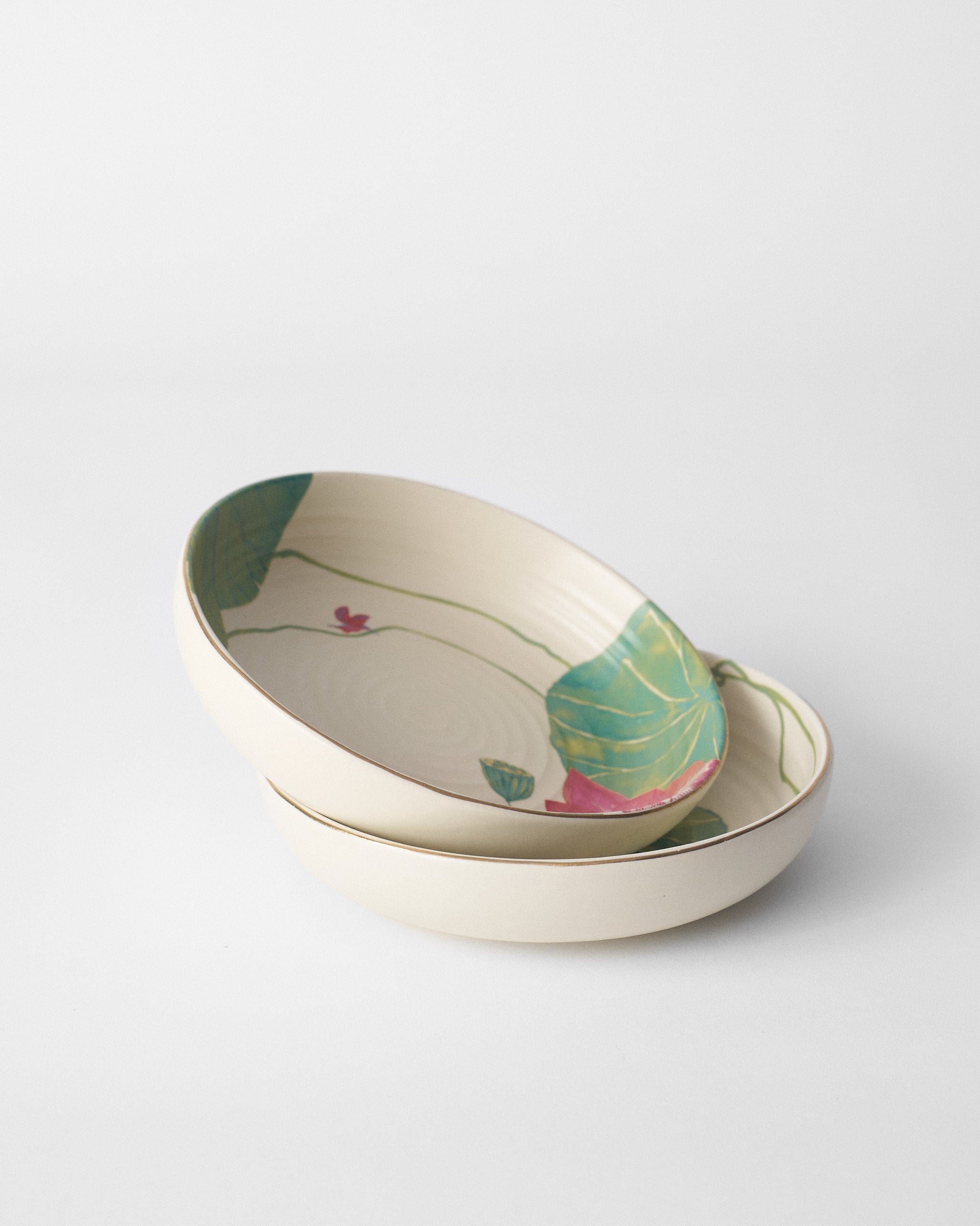 Lotus Garden Shallow Bowl - Set of 2