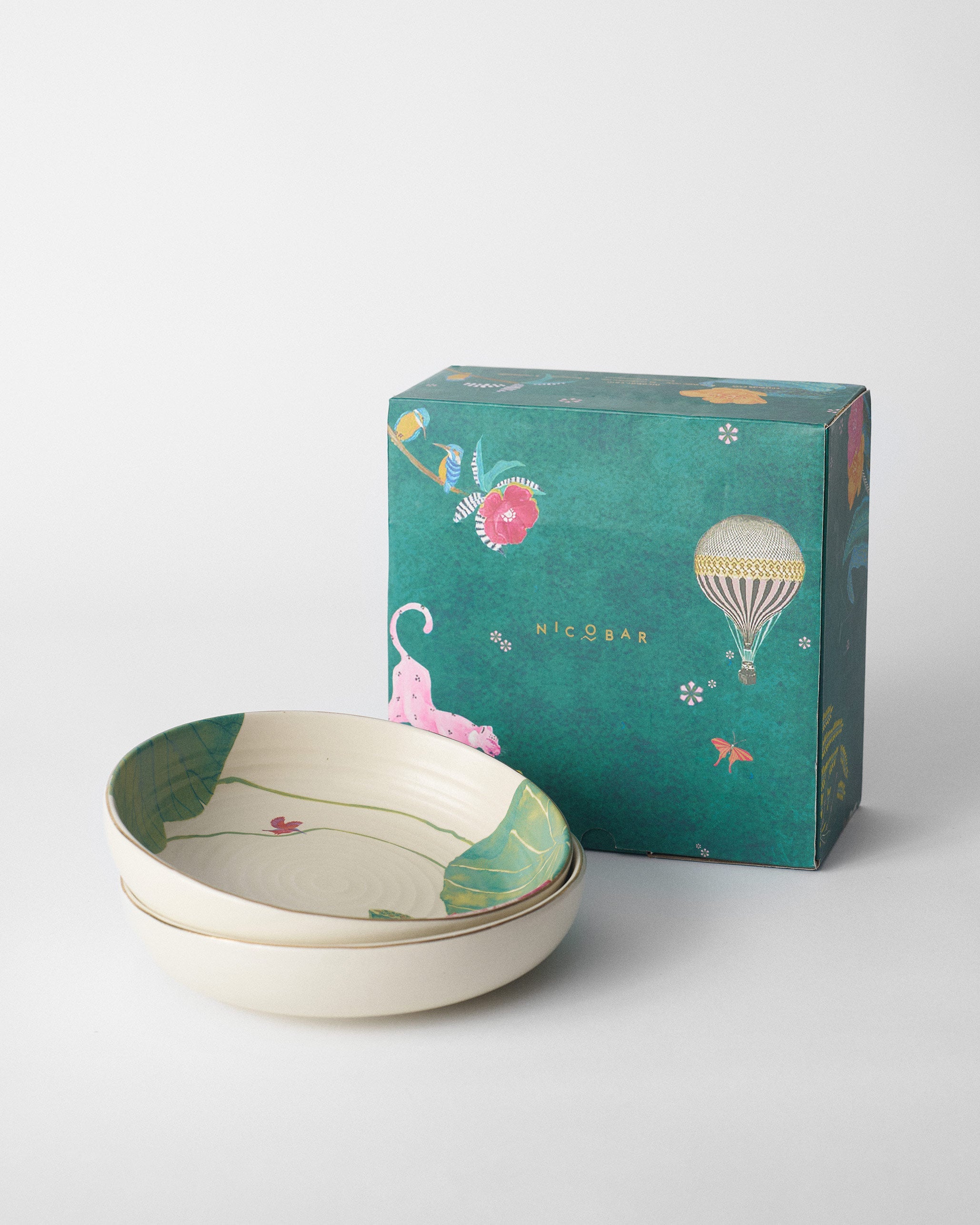 Lotus Garden Shallow Bowl - Set of 2