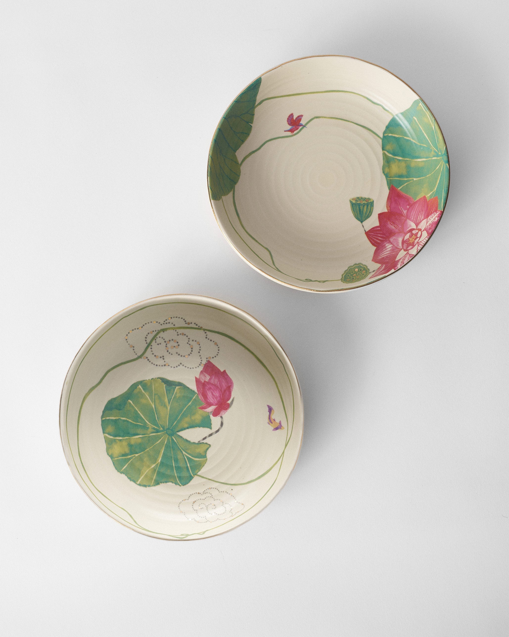 Lotus Garden Shallow Bowl - Set of 2