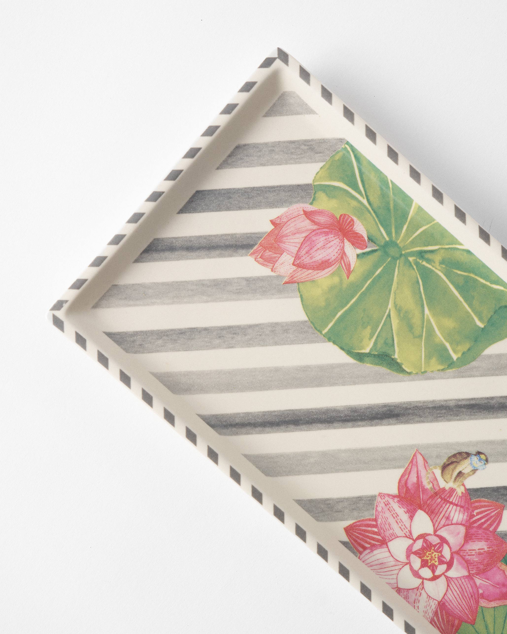 Lotus Garden Cookie Tray with Tong - Charcoal